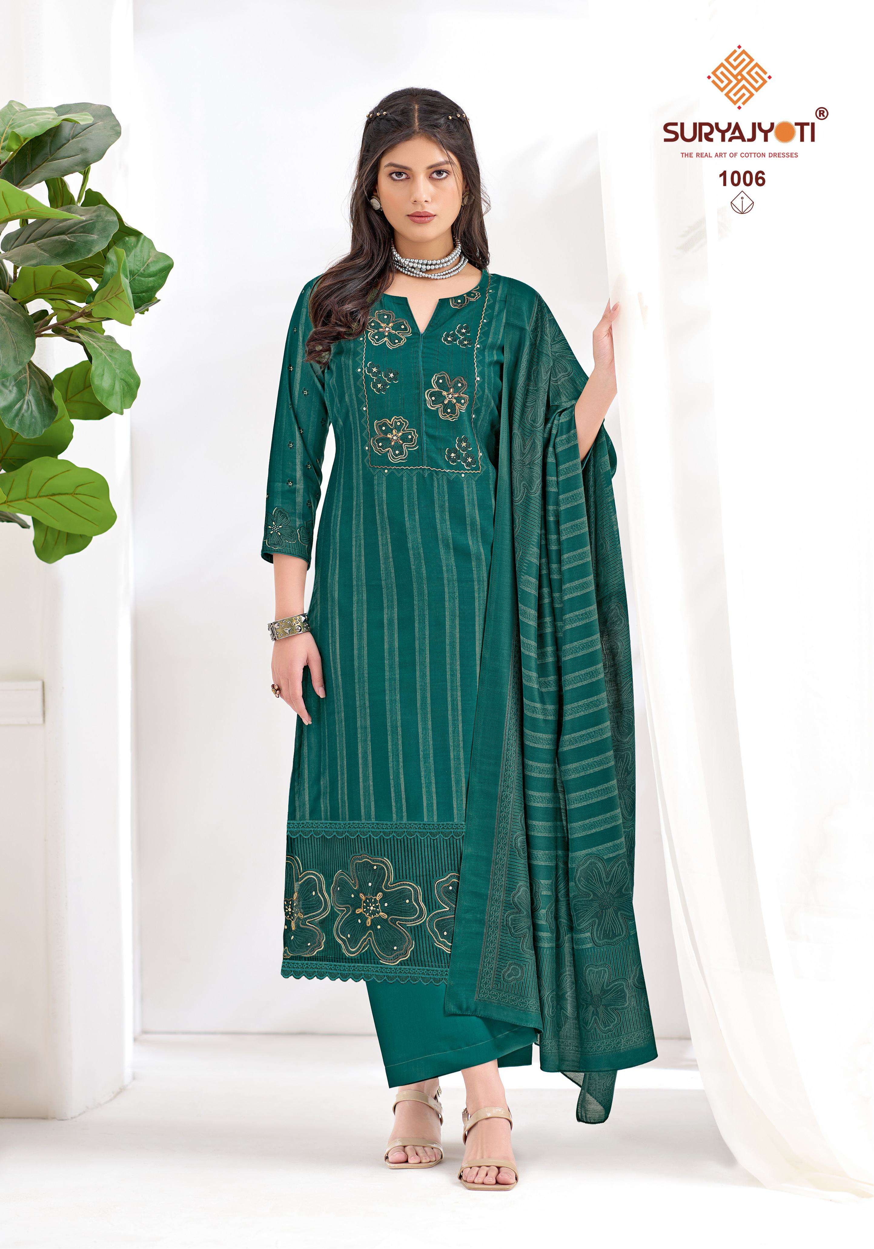 SURYAJYOTI CHAKORI VOL 1 VISCOSE FOIL PRINT WITH FANCY HAND WORK SUIT