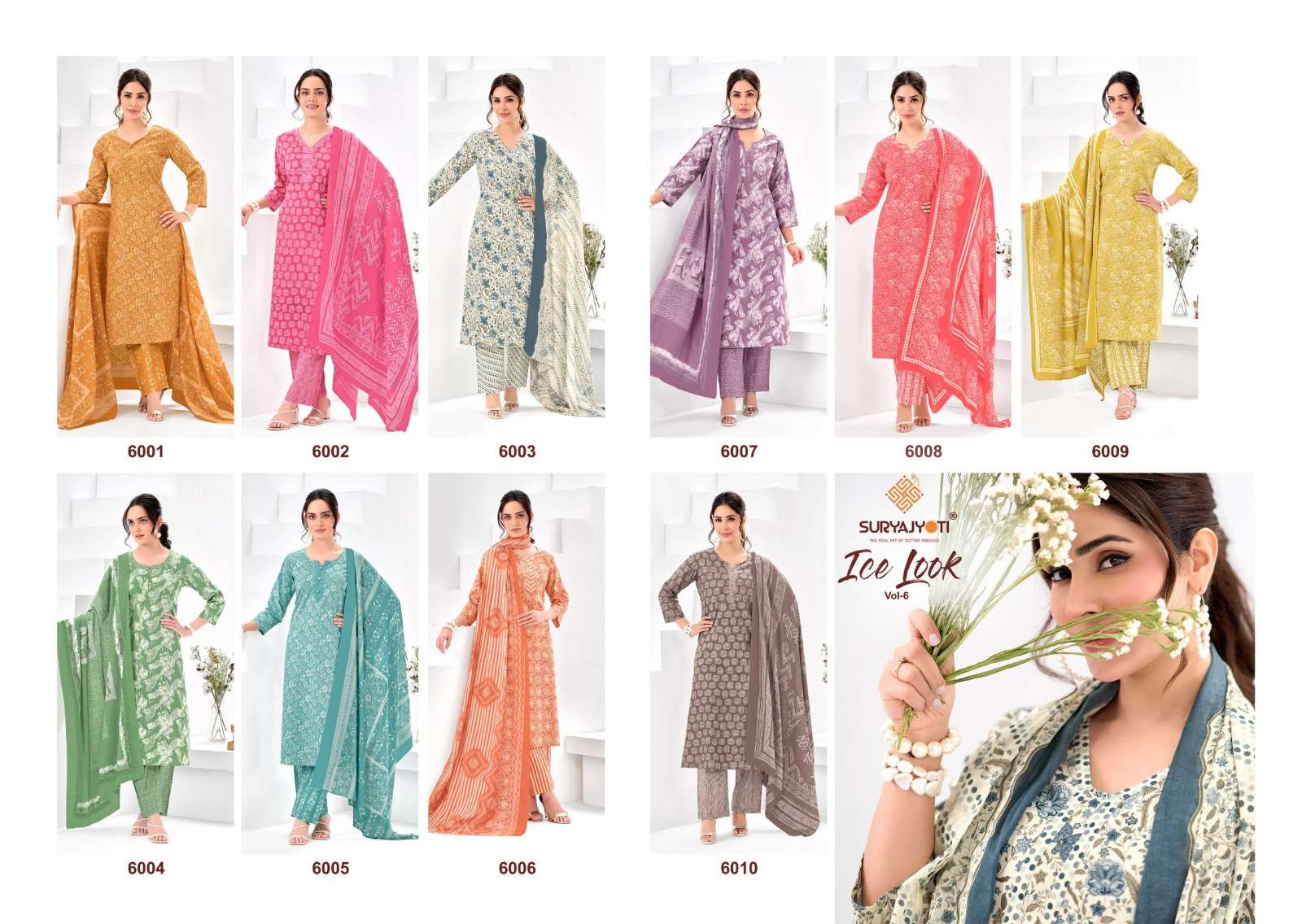 SURYAJYOTI ICE LOOK VOL 6 COTTON READY MADE LADIES SUIT