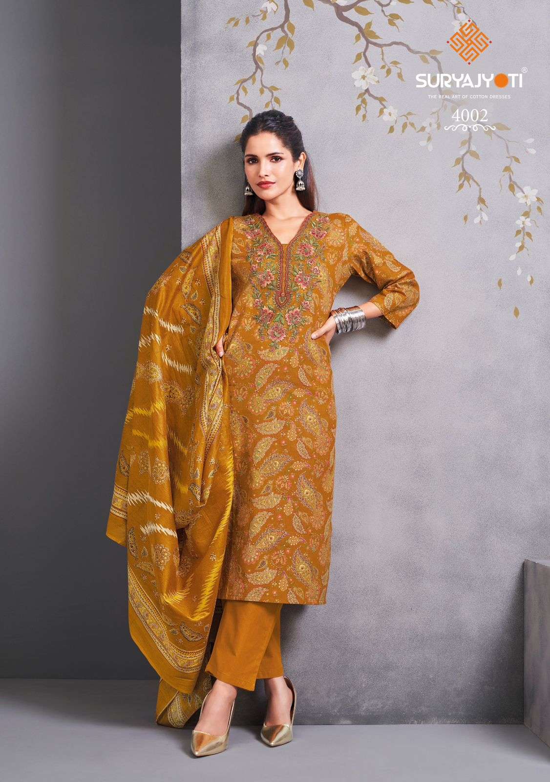  SURYAJYOTI KALA STITCH VOL 4 COTTON PRINT WITH FANCY WORK LADIES SUIT