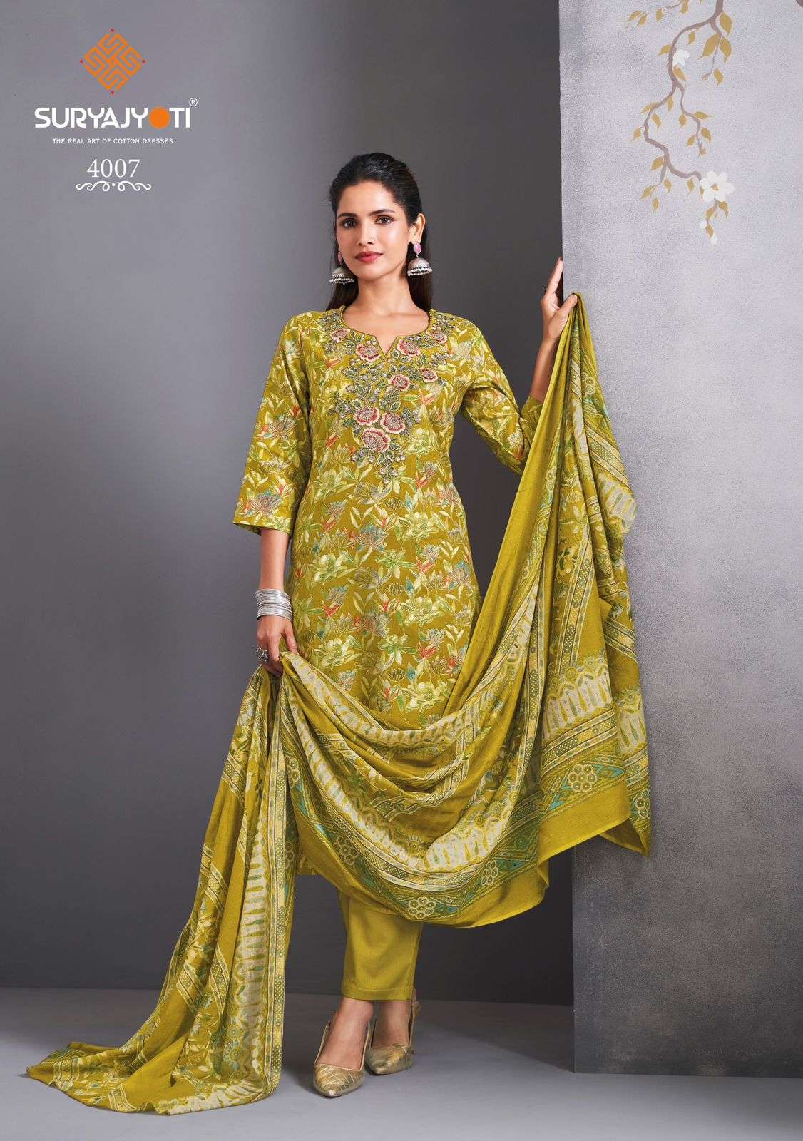  SURYAJYOTI KALA STITCH VOL 4 COTTON PRINT WITH FANCY WORK LADIES SUIT