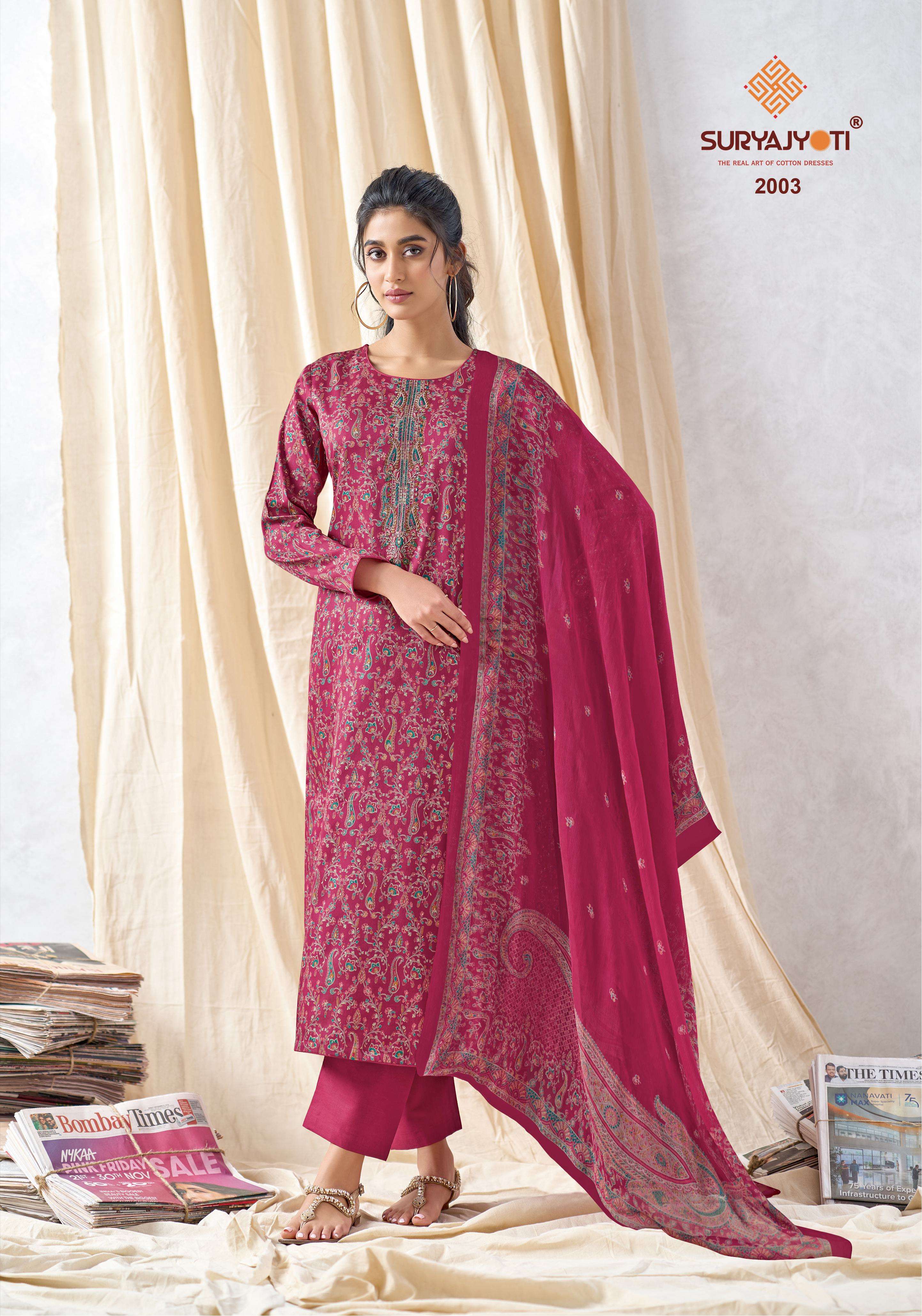  SURYAJYOTI KALI VOL VOL 2 JAM SATIN PRINT WITH EMBROIDERY WORK SUIT