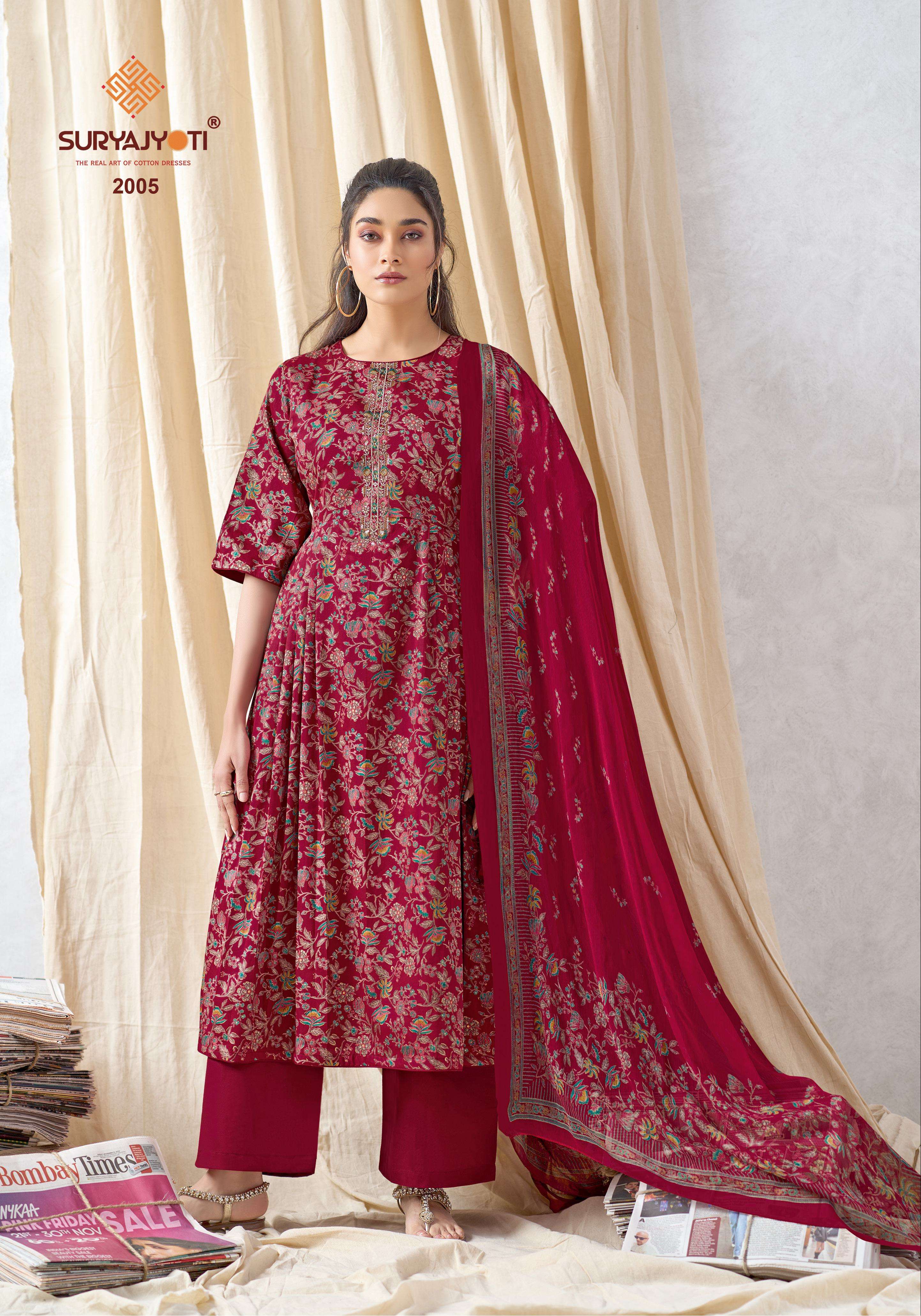  SURYAJYOTI KALI VOL VOL 2 JAM SATIN PRINT WITH EMBROIDERY WORK SUIT