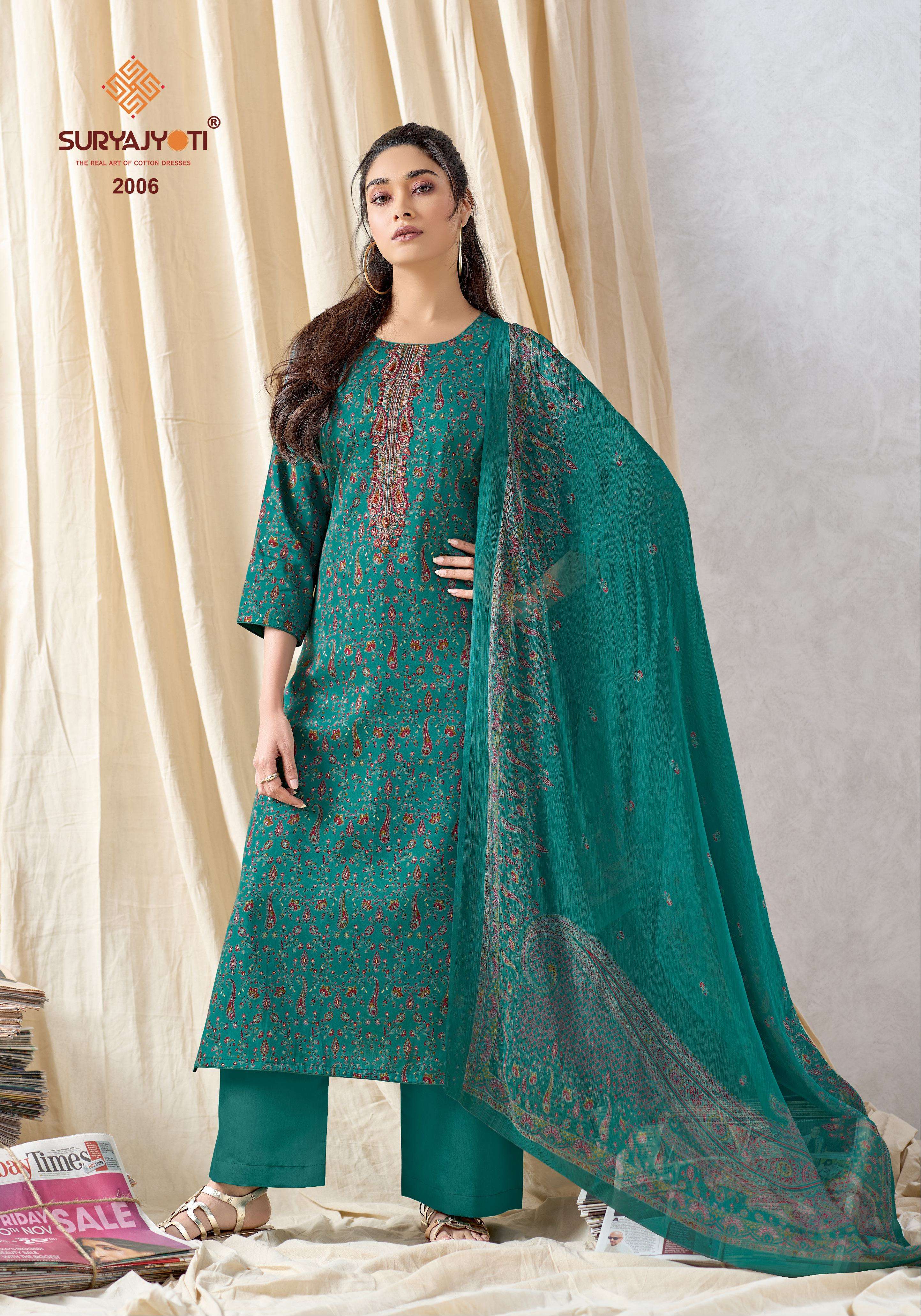  SURYAJYOTI KALI VOL VOL 2 JAM SATIN PRINT WITH EMBROIDERY WORK SUIT