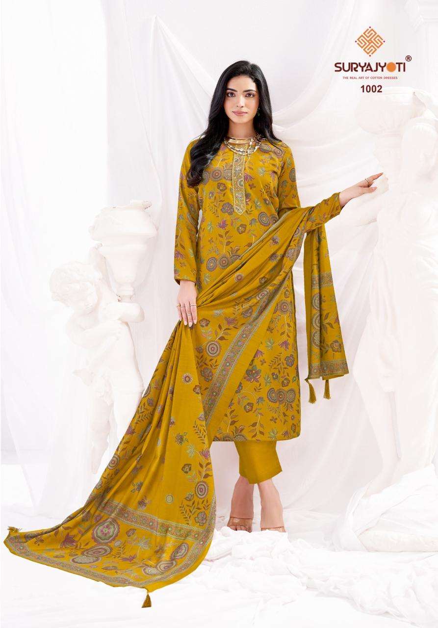 SURYAJYOTI KALYANI STITCH VOL 1 JAM SATIN PRINT WITH FANCY WORK SUIT