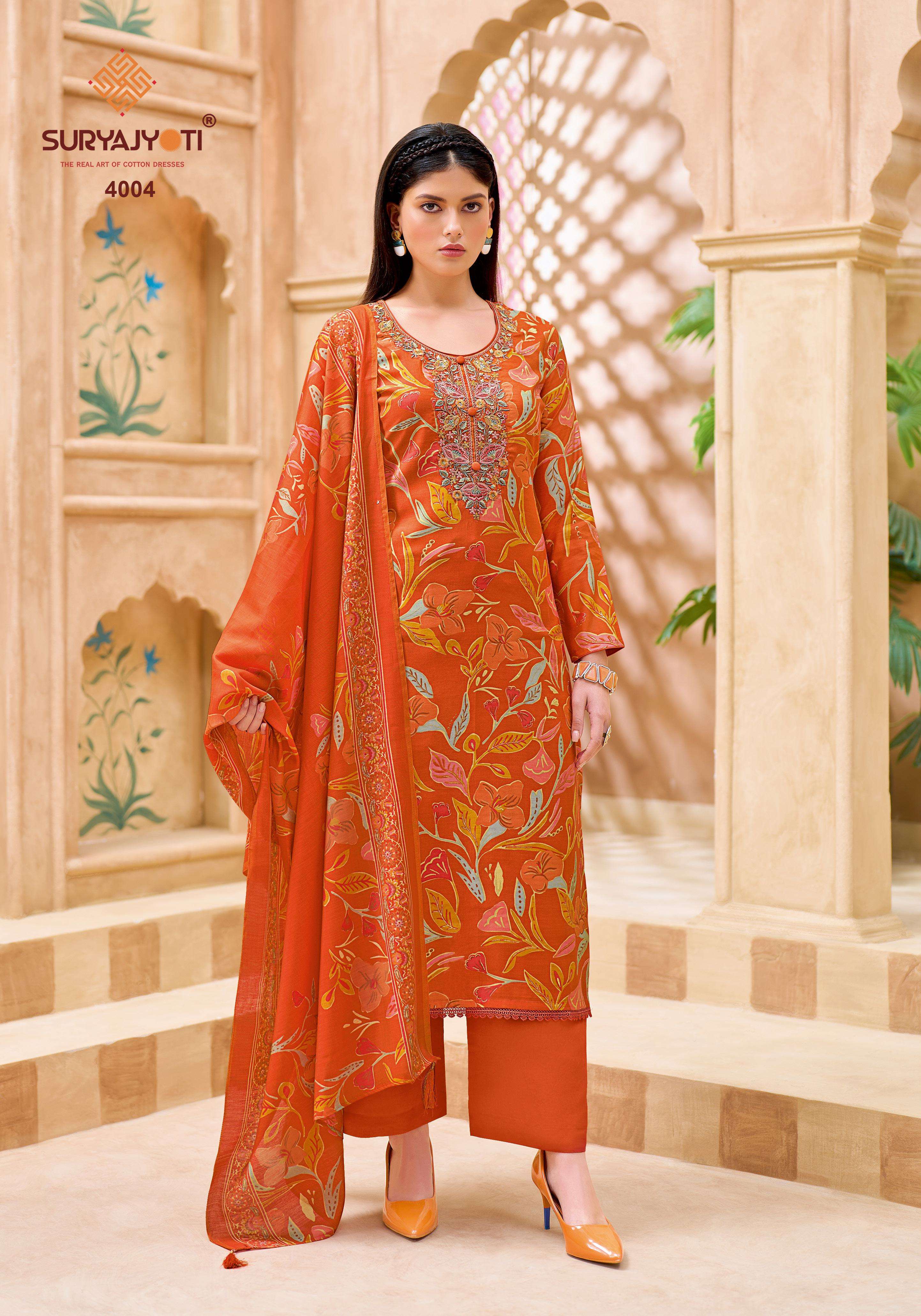  SURYAJYOTI PARNIKA VOL 1 MODAL SILK PRINT WITH FANCY WORK SUIT