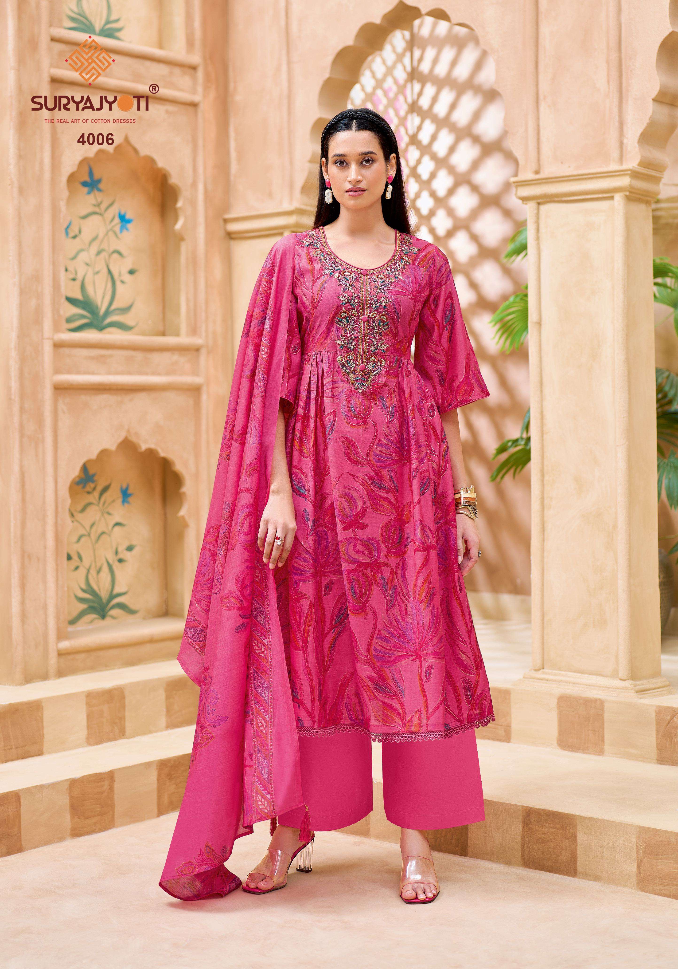  SURYAJYOTI PARNIKA VOL 1 MODAL SILK PRINT WITH FANCY WORK SUIT