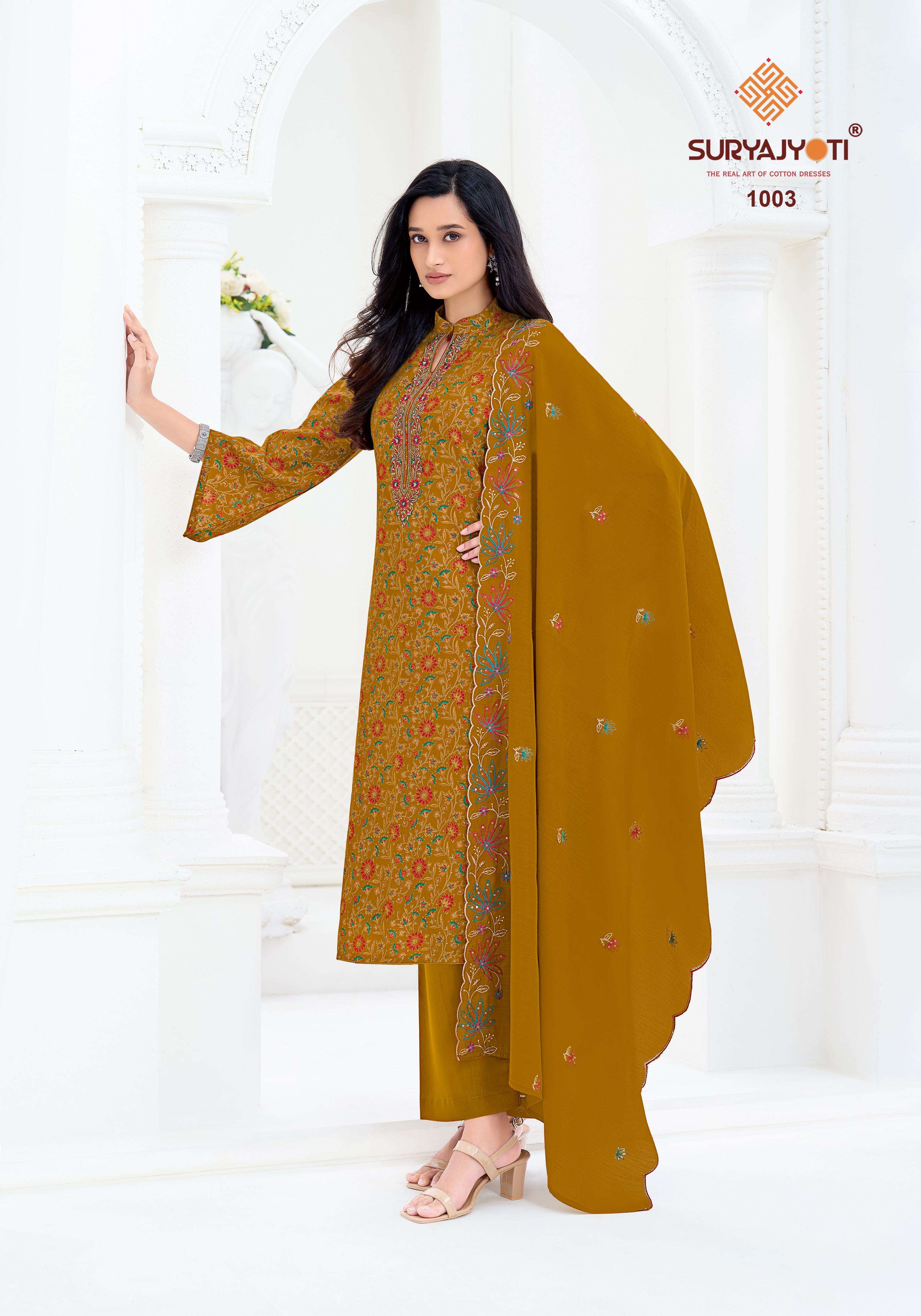  SURYAJYOTI PAVITRA VOL 1 MODAL SILK PRINT WITH FANCY EMBROIDERY WORK SUIT