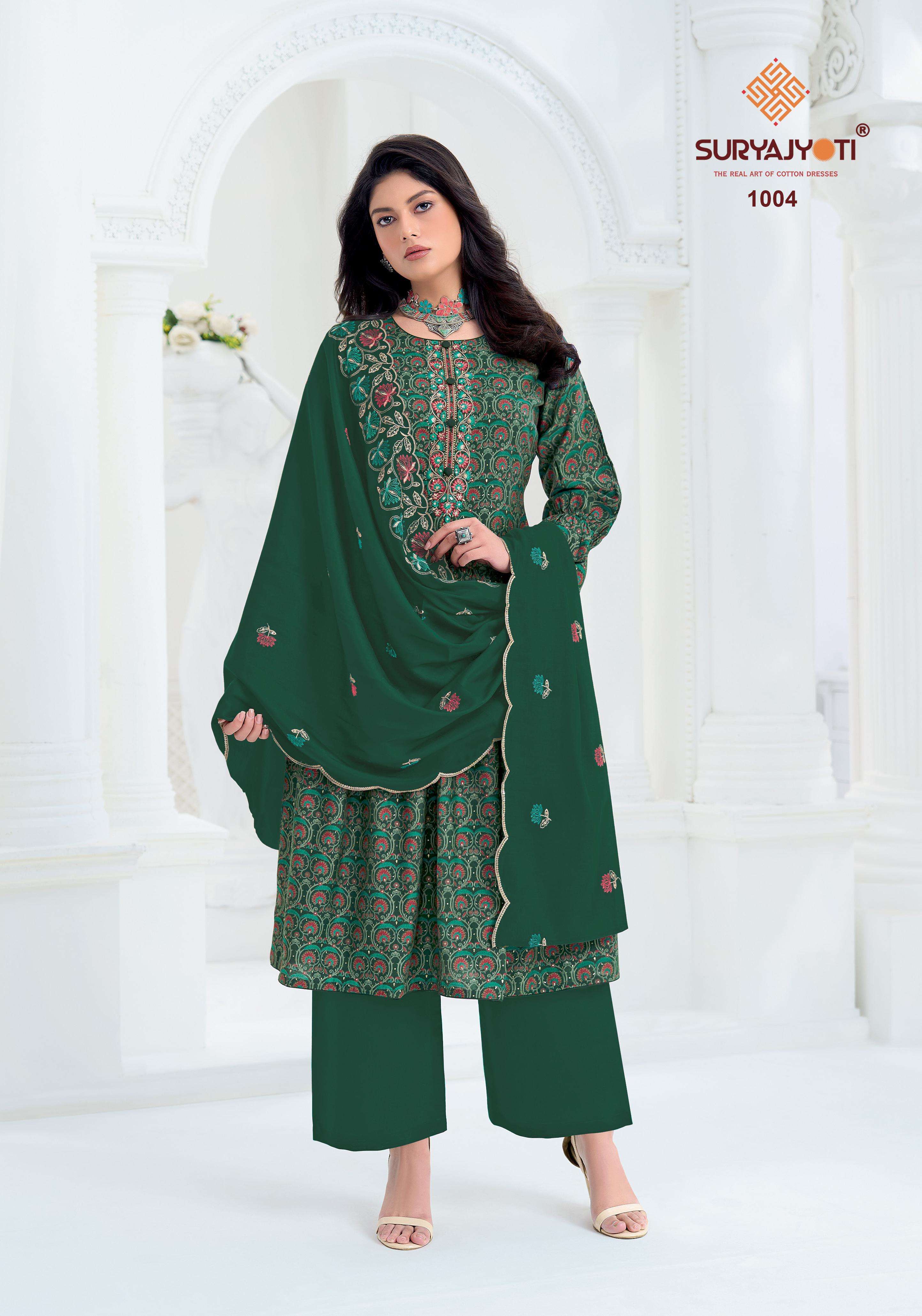  SURYAJYOTI PAVITRA VOL 1 MODAL SILK PRINT WITH FANCY EMBROIDERY WORK SUIT