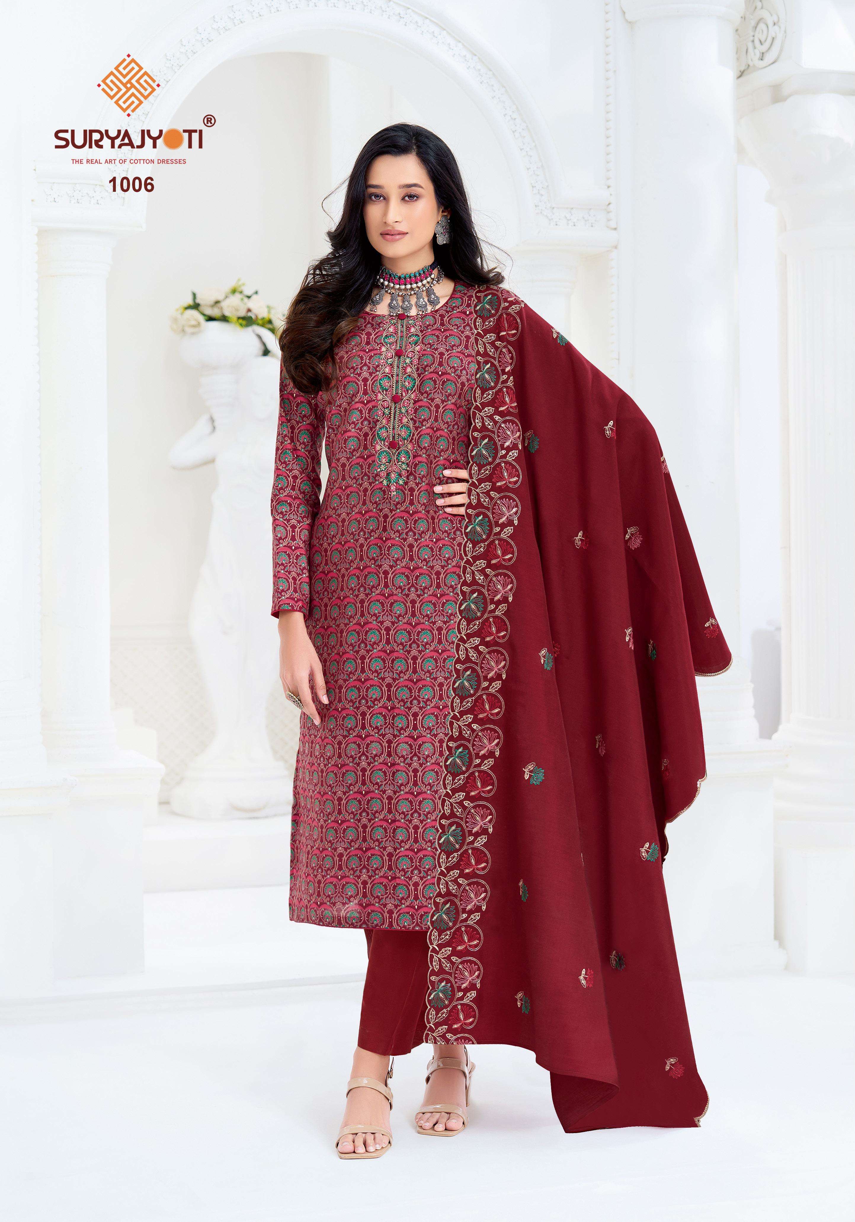  SURYAJYOTI PAVITRA VOL 1 MODAL SILK PRINT WITH FANCY EMBROIDERY WORK SUIT