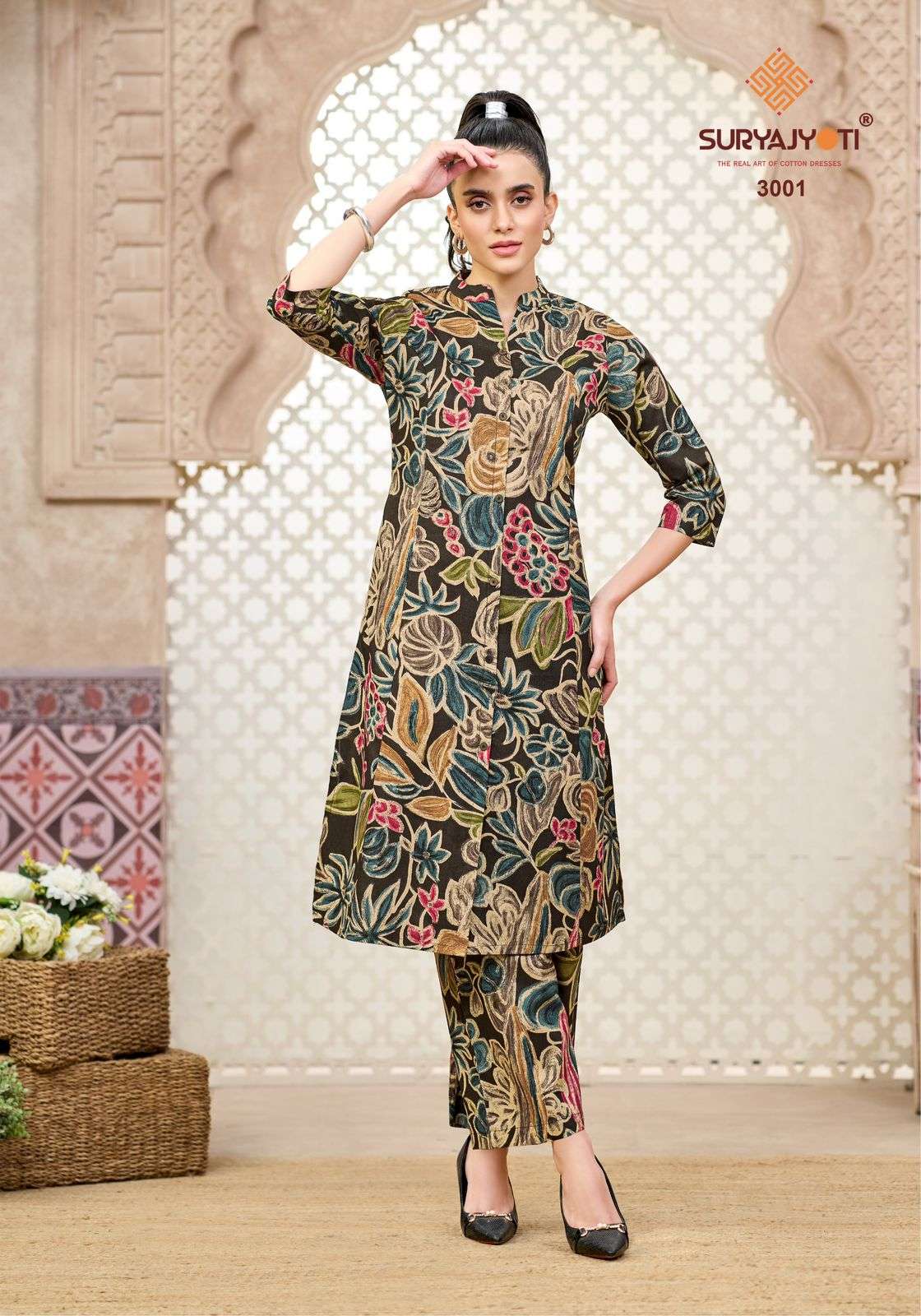 SURYAJYOTI PRAPTI VOL 3 COTTON PRINT LADIES A LINE STYLE KURTI WITH BOTTOM PAIR 