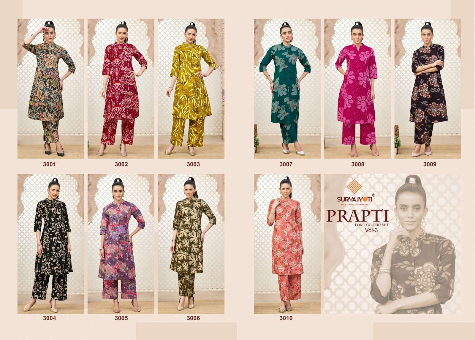 SURYAJYOTI PRAPTI VOL 3 COTTON PRINT LADIES A LINE STYLE KURTI WITH BOTTOM PAIR 