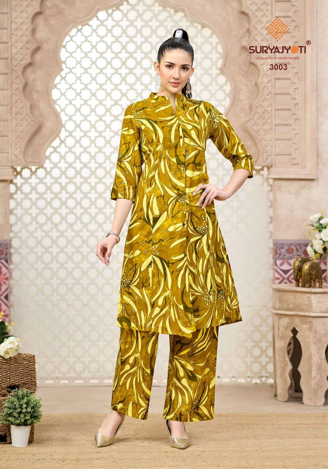 SURYAJYOTI PRAPTI VOL 3 COTTON PRINT LADIES A LINE STYLE KURTI WITH BOTTOM PAIR 