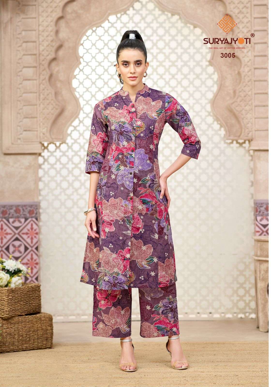 SURYAJYOTI PRAPTI VOL 3 COTTON PRINT LADIES A LINE STYLE KURTI WITH BOTTOM PAIR 