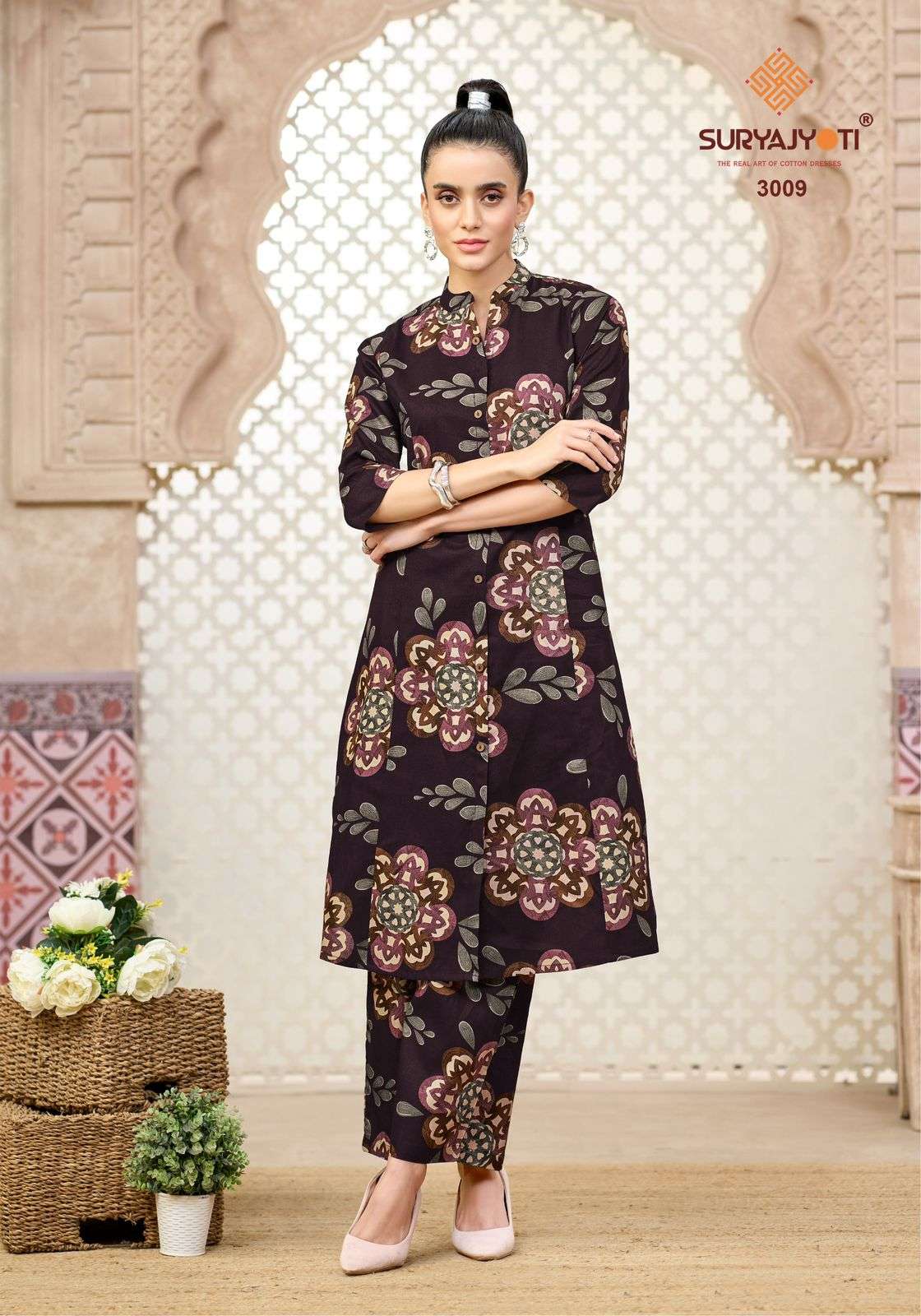 SURYAJYOTI PRAPTI VOL 3 COTTON PRINT LADIES A LINE STYLE KURTI WITH BOTTOM PAIR 