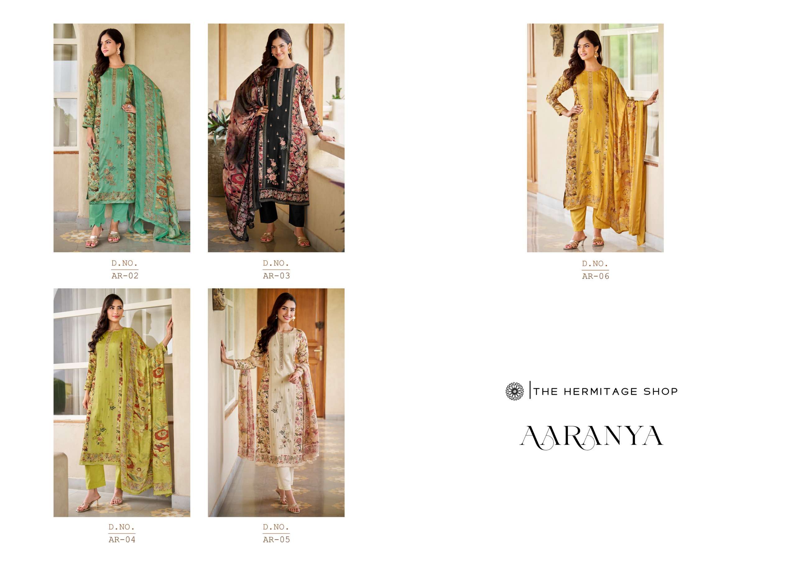 THE HERMITAGE SHOP AARANYA SATIN COTTON DIGITAL PRINT WITH EMBROIDERY WORK SUIT