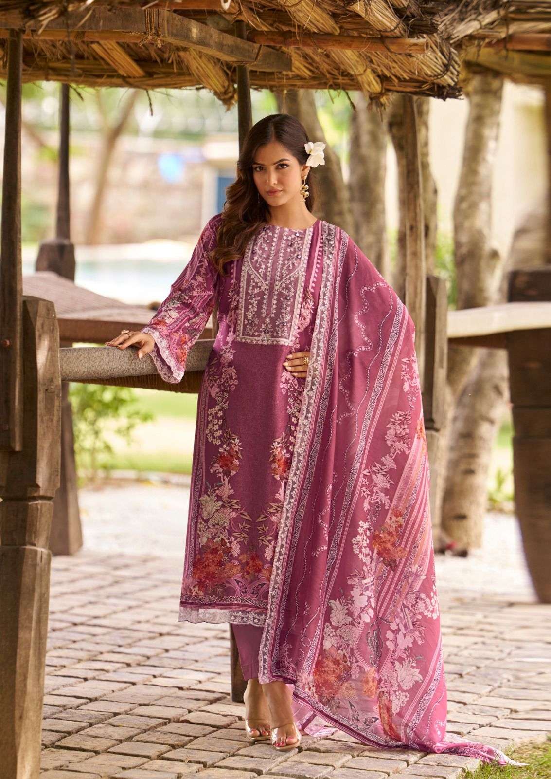 THE HERMITAGE SHOP AMAHLE VOL 3 LAWN COTTON DIGITAL PRINT WITH FANCY EMBROIDERY WORK SUIT