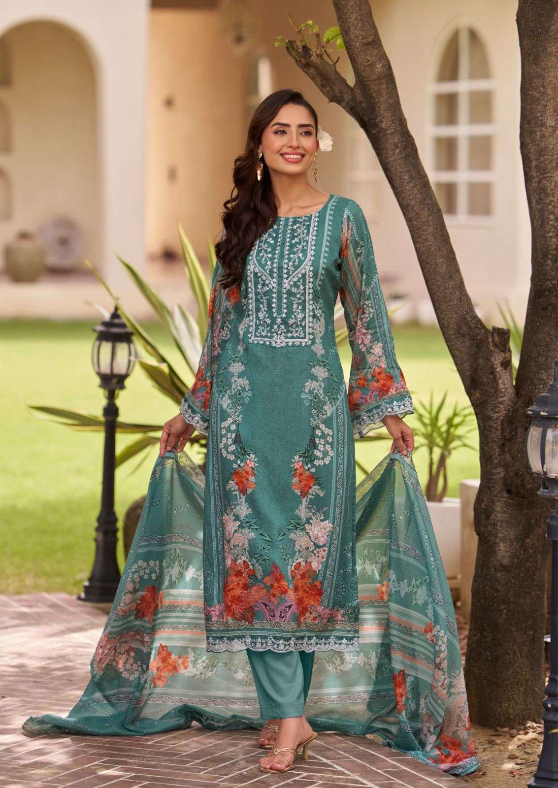 THE HERMITAGE SHOP AMAHLE VOL 3 LAWN COTTON DIGITAL PRINT WITH FANCY EMBROIDERY WORK SUIT