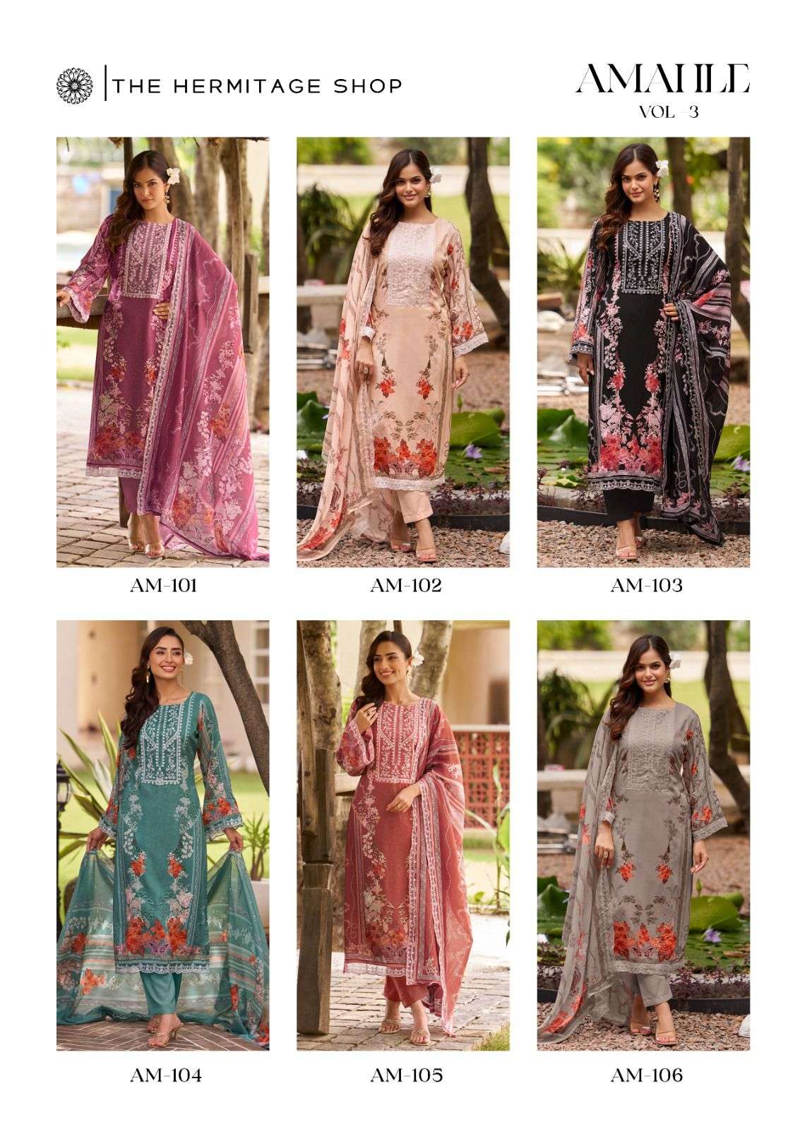 THE HERMITAGE SHOP AMAHLE VOL 3 LAWN COTTON DIGITAL PRINT WITH FANCY EMBROIDERY WORK SUIT