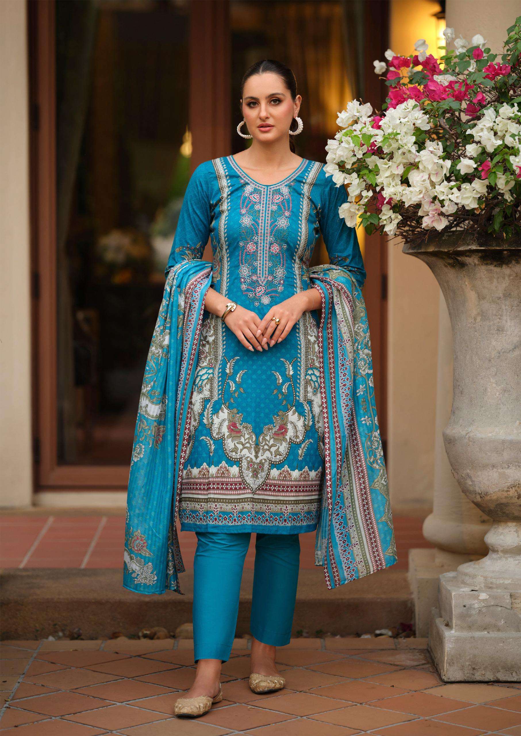 THE HERMITAGE SHOP MIRAAL LUXURY LAWN VOL 2 LAWN COTTON DIGITAL PRINT WITH FANCY WORK SUIT