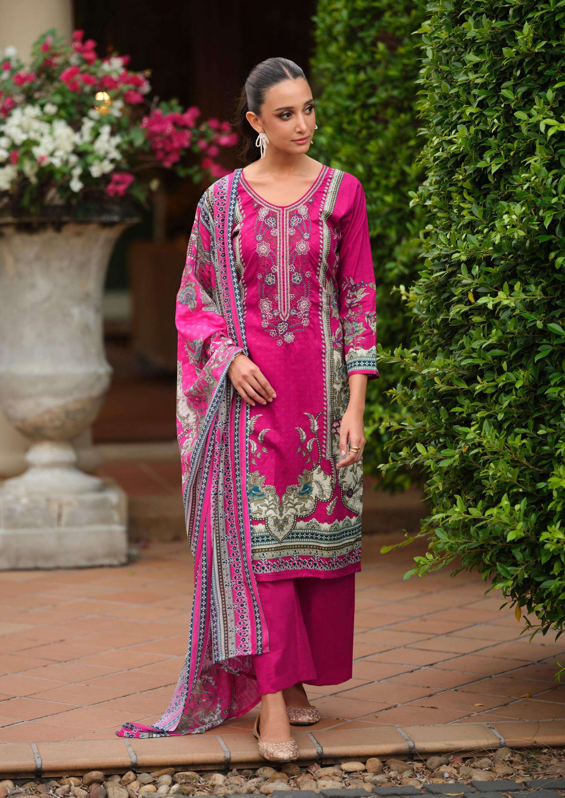 THE HERMITAGE SHOP MIRAAL LUXURY LAWN VOL 2 LAWN COTTON DIGITAL PRINT WITH FANCY WORK SUIT
