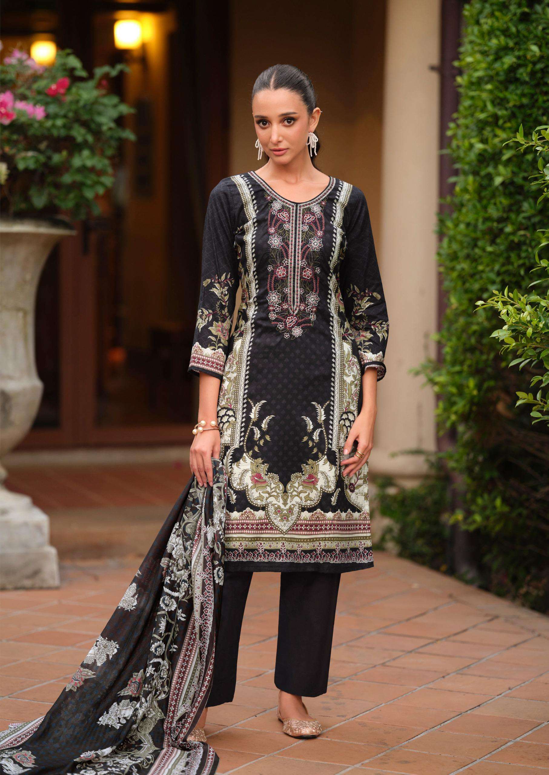 THE HERMITAGE SHOP MIRAAL LUXURY LAWN VOL 2 LAWN COTTON DIGITAL PRINT WITH FANCY WORK SUIT