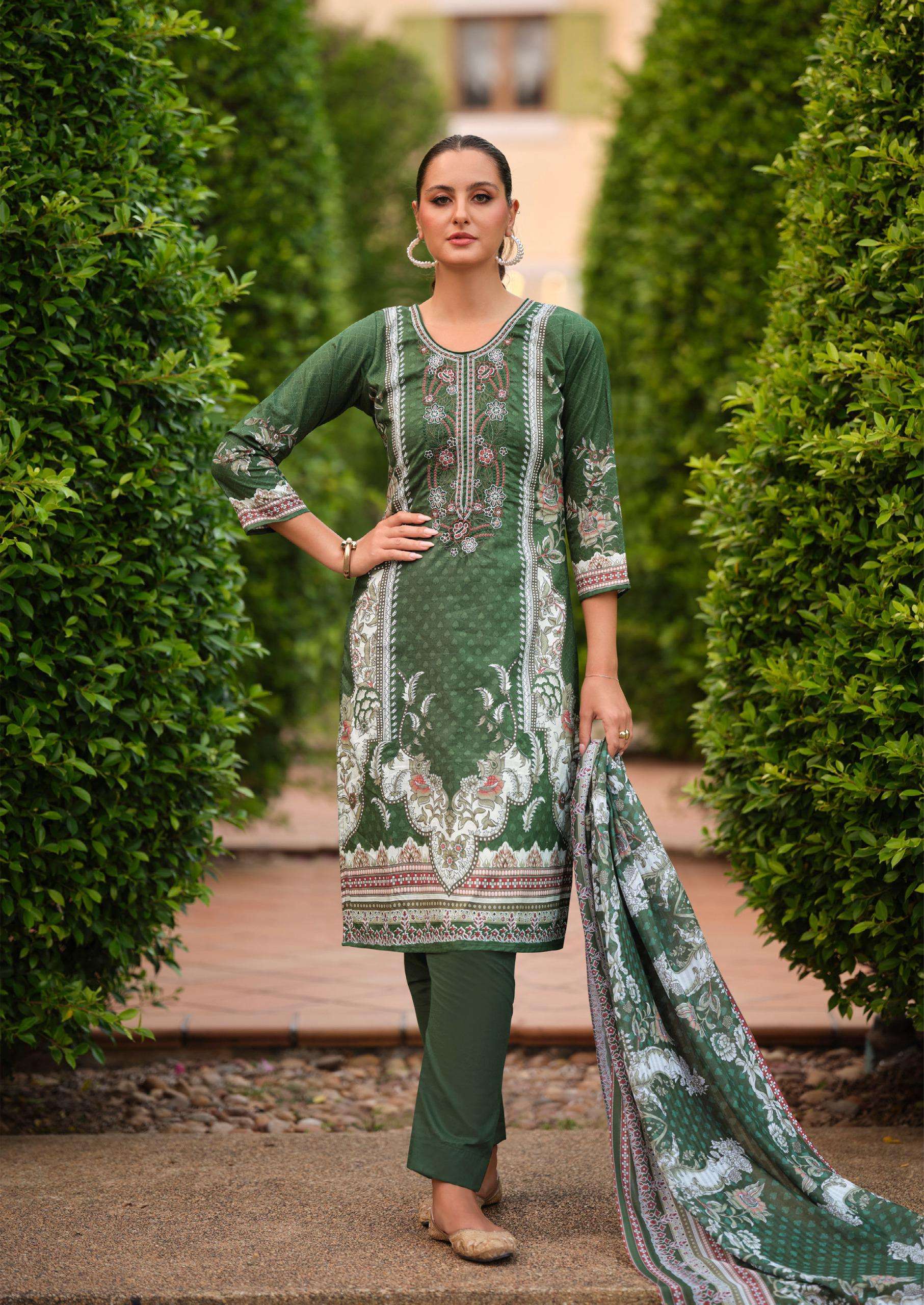 THE HERMITAGE SHOP MIRAAL LUXURY LAWN VOL 2 LAWN COTTON DIGITAL PRINT WITH FANCY WORK SUIT