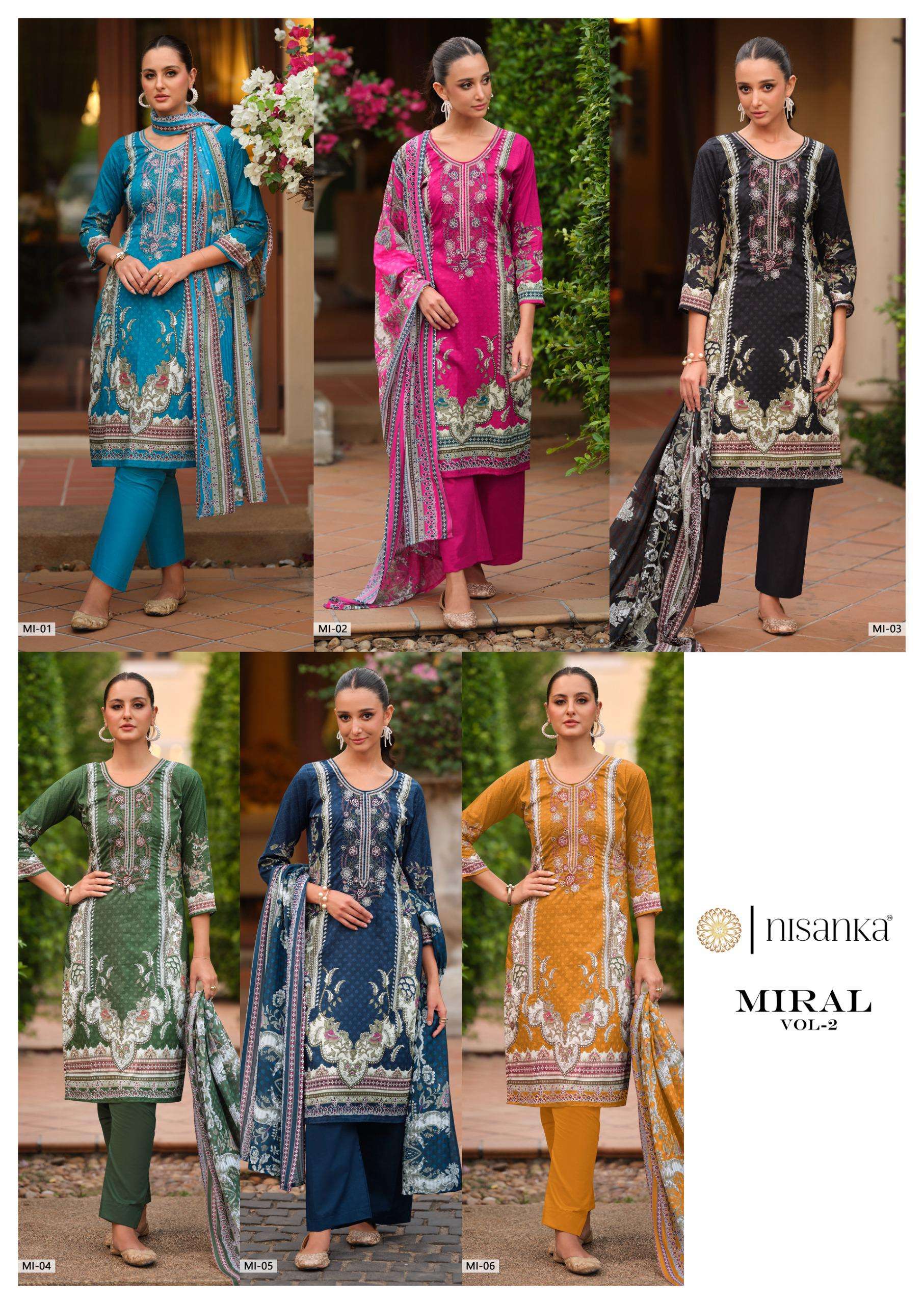THE HERMITAGE SHOP MIRAAL LUXURY LAWN VOL 2 LAWN COTTON DIGITAL PRINT WITH FANCY WORK SUIT