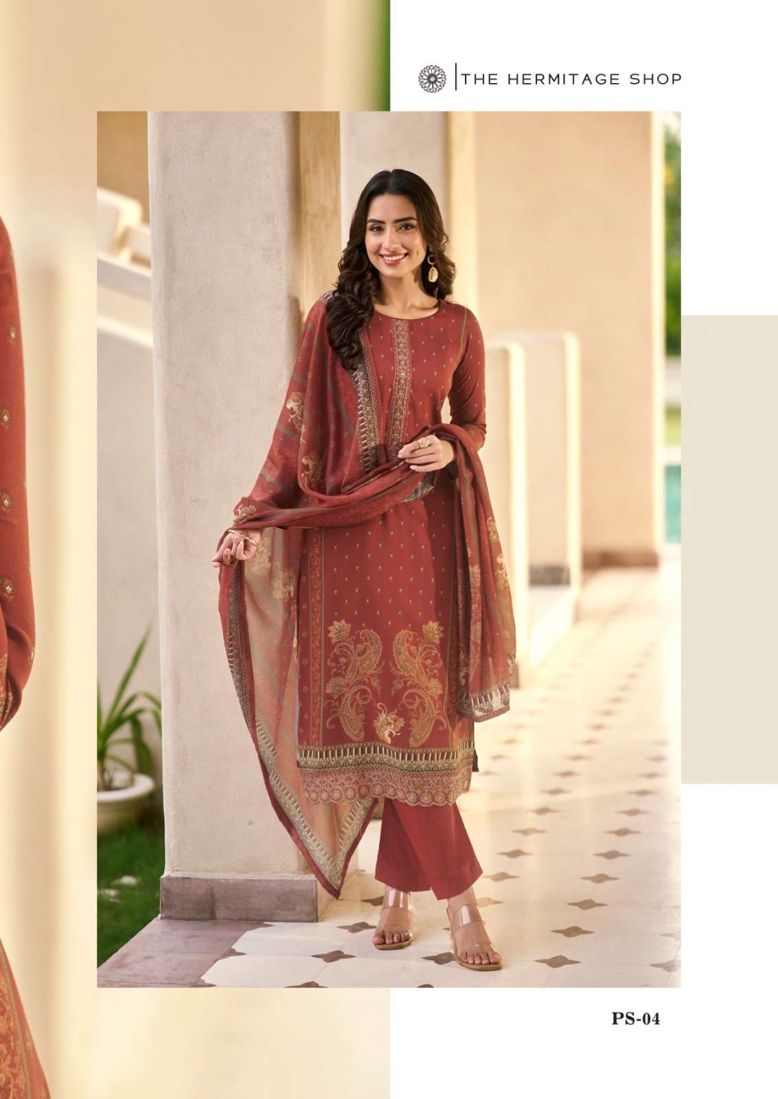 THE HERMITAGE SHOP PAISELY VOL 2 LAWN COTTON DIGITAL PRINT WITH FANCY WORK SUIT