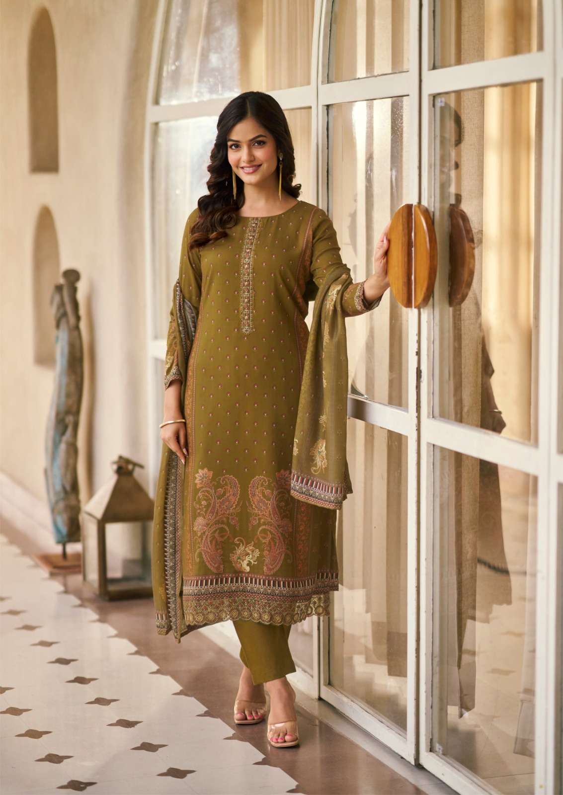 THE HERMITAGE SHOP PAISELY VOL 2 LAWN COTTON DIGITAL PRINT WITH FANCY WORK SUIT