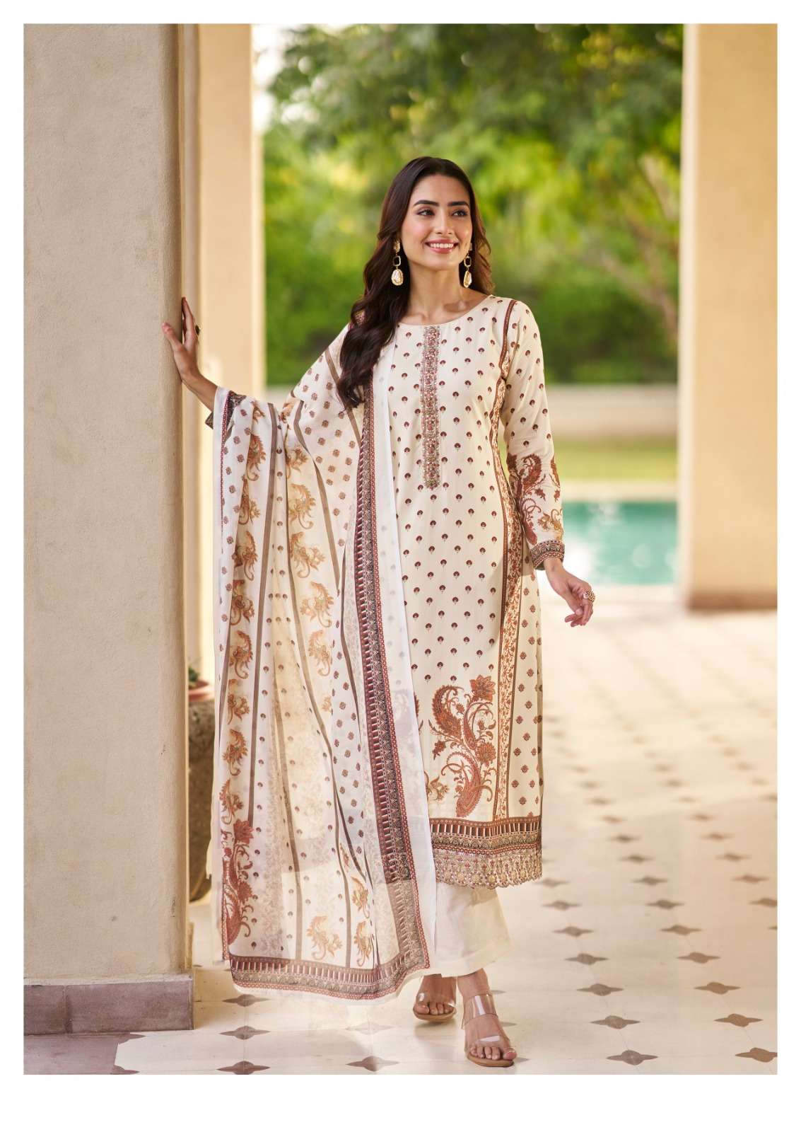 THE HERMITAGE SHOP PAISELY VOL 2 LAWN COTTON DIGITAL PRINT WITH FANCY WORK SUIT