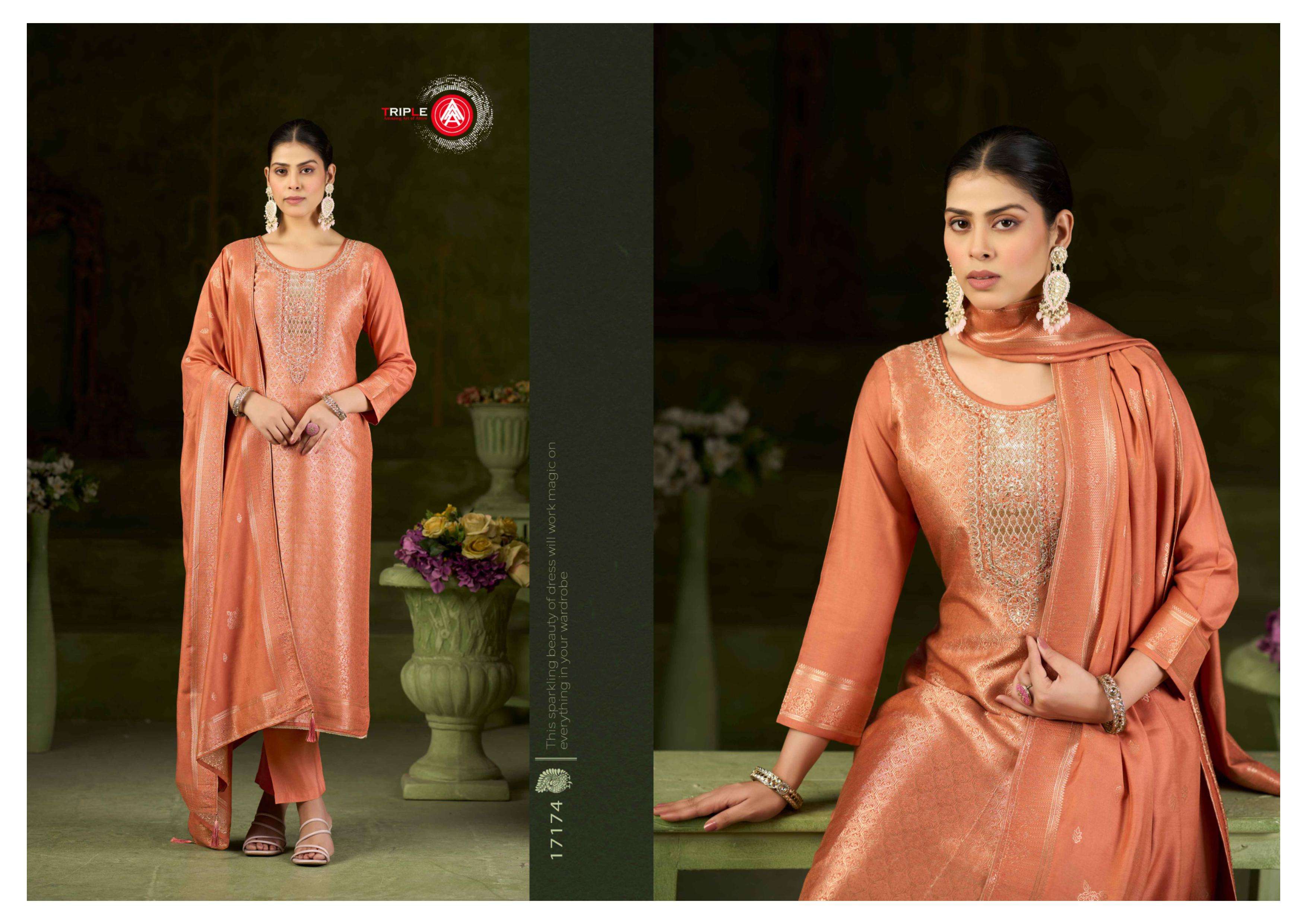 TRIPLE AAA DEBOTRI VOL 3 MUSLIN JACQUARD DESIGNER WORK LADIES SUIT