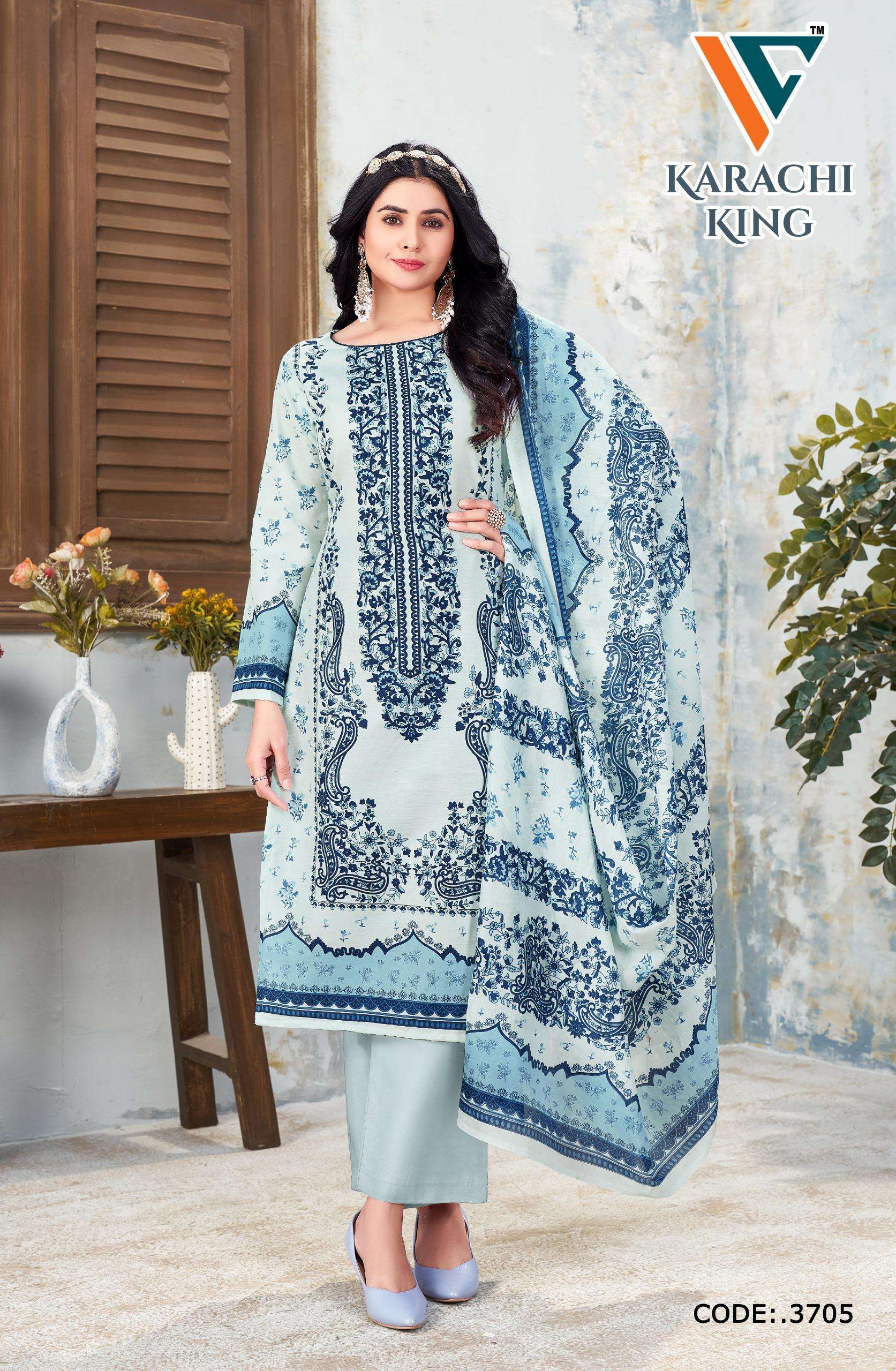 VANDANA‎‎‎‎ CREATION KARACHI KING VOL 37 COTTON DIGITAL PRINT SALWAR SUIT	
