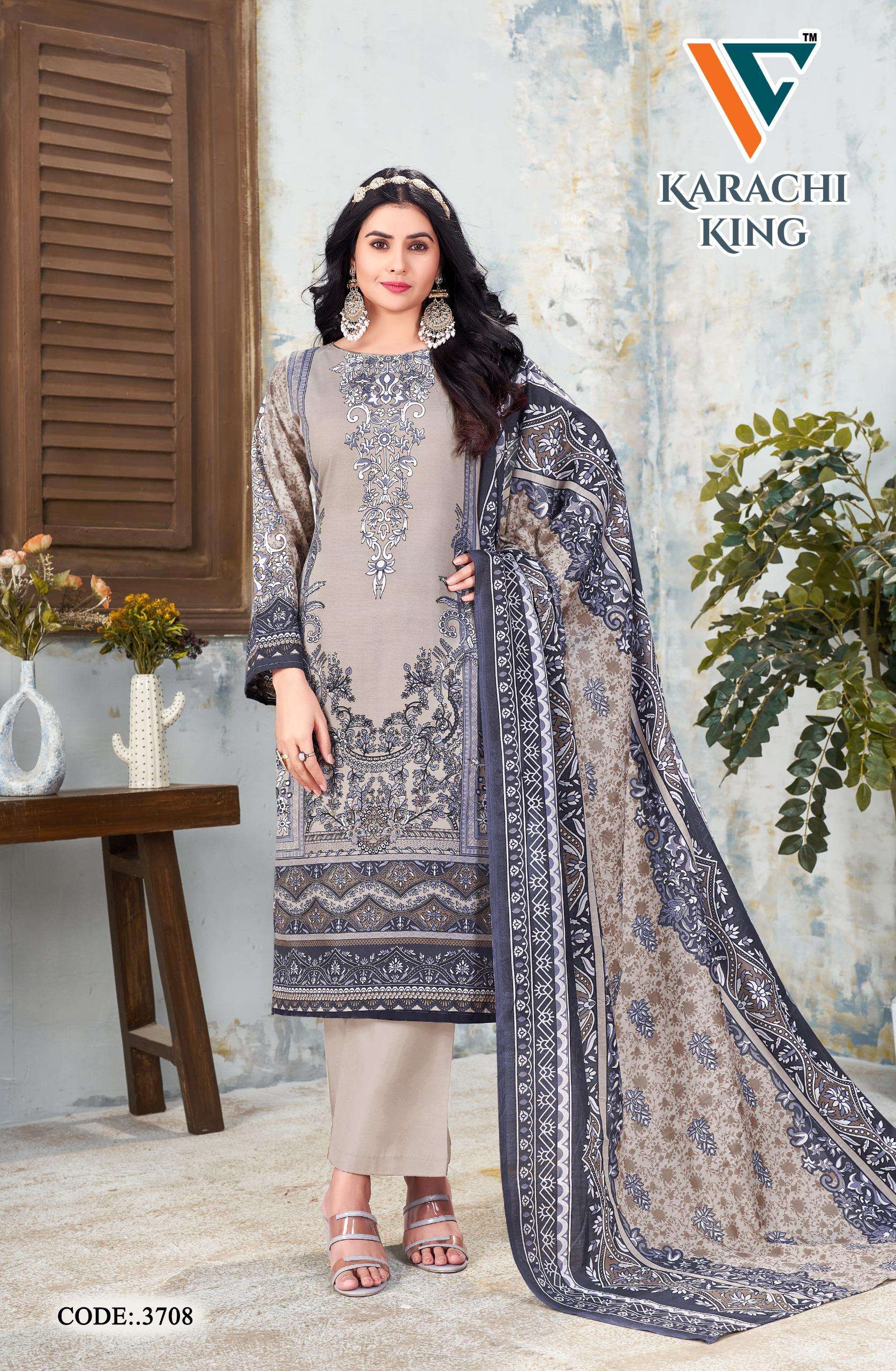 VANDANA‎‎‎‎ CREATION KARACHI KING VOL 37 COTTON DIGITAL PRINT SALWAR SUIT	