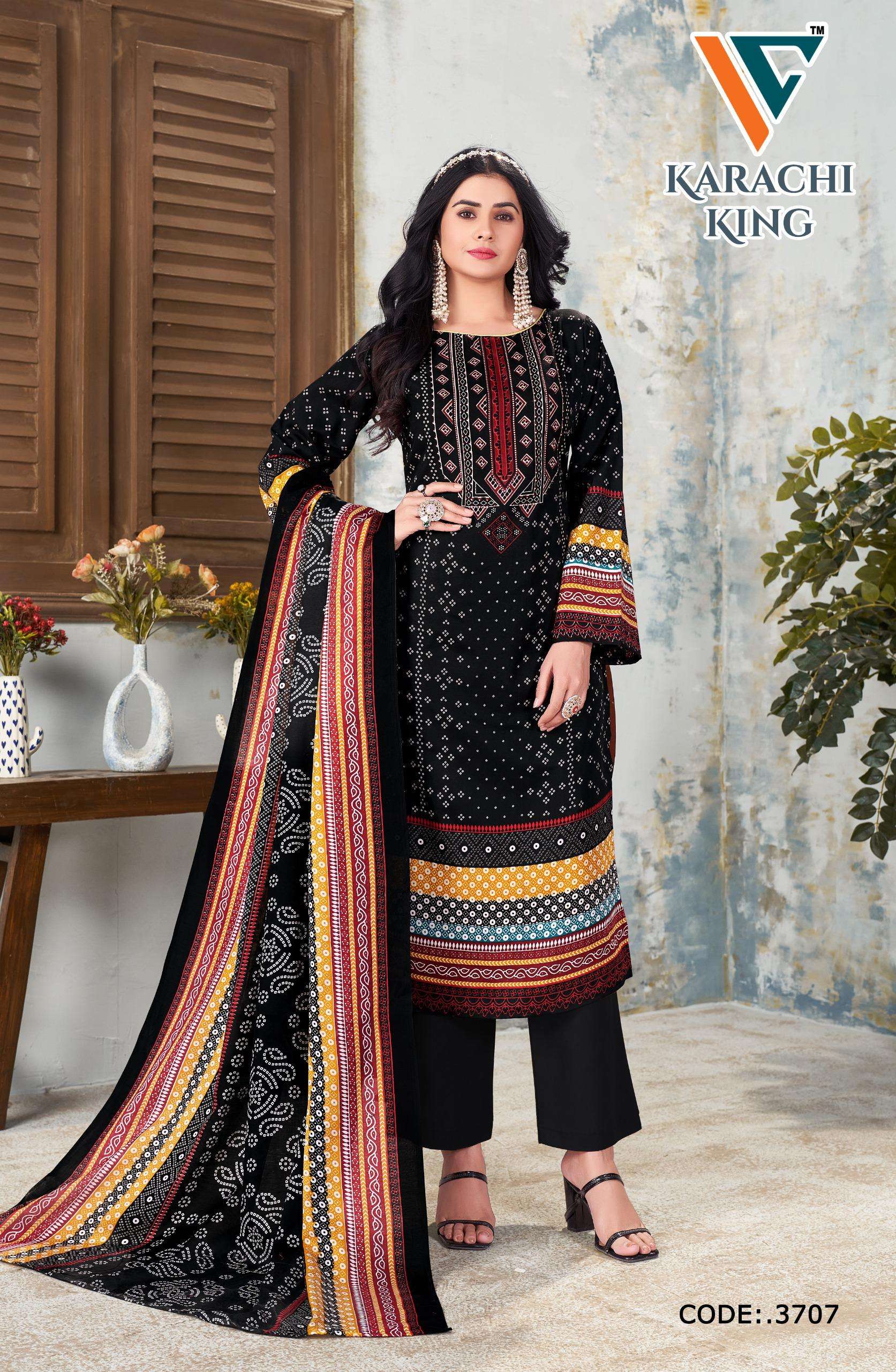 VANDANA‎‎‎‎ CREATION KARACHI KING VOL 37 COTTON DIGITAL PRINT SALWAR SUIT	