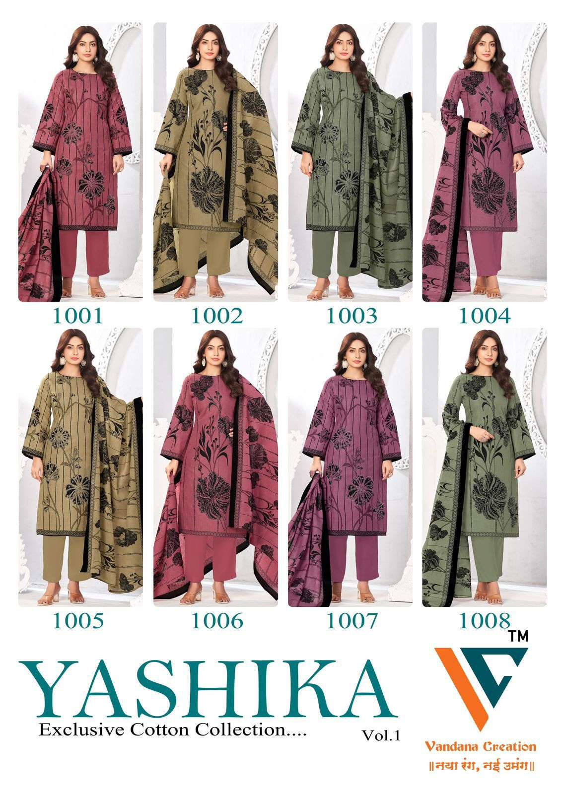 VANDANA CREATION YASHIKA VOL 1 COTTON PRINT WITH FANCY SWAROVSKI WORK SUIT