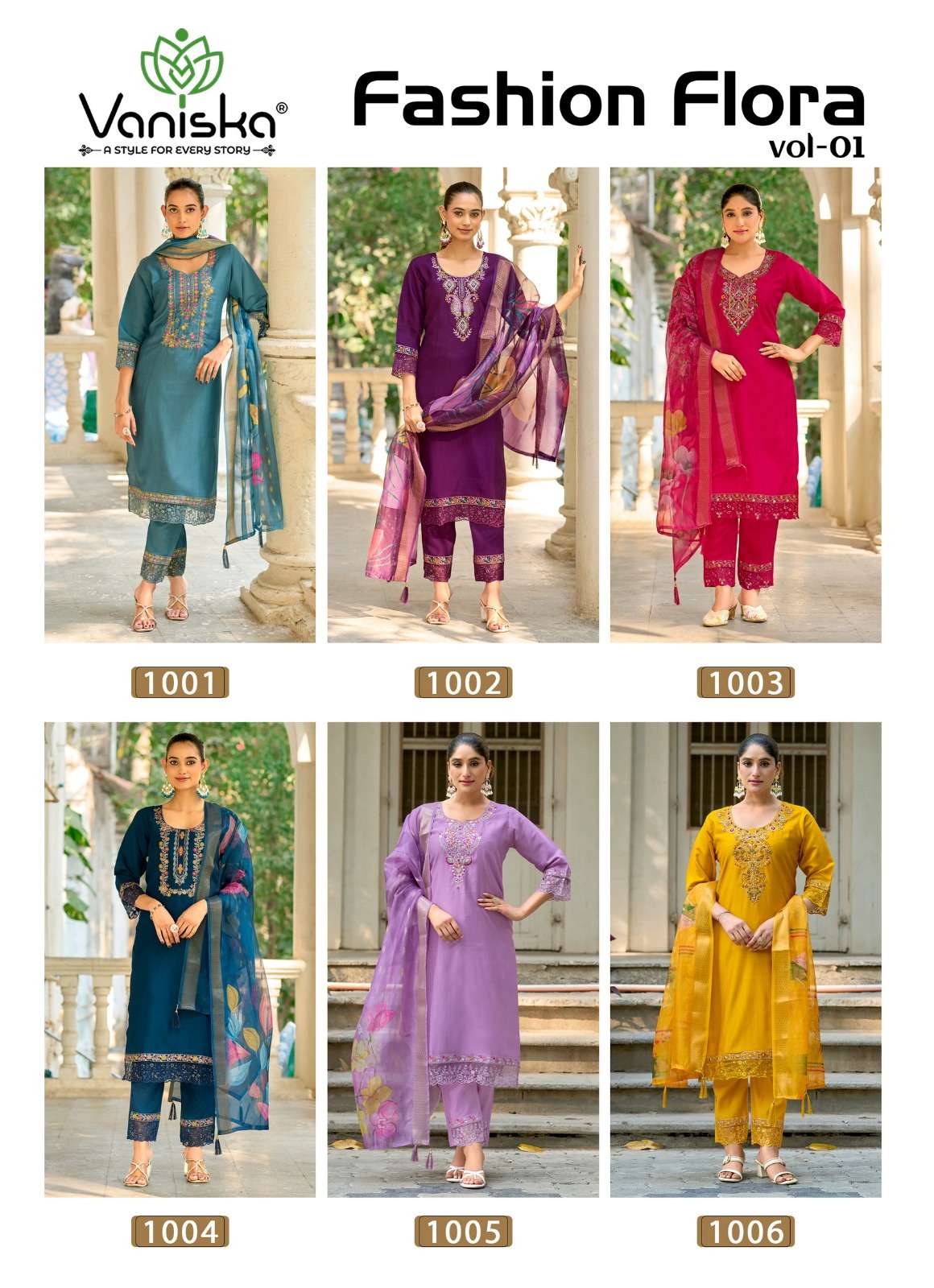 VANISKA ️FASHION FLORA VOL 1 STRAIGHT STYLE  KURTI WITH PANT &  DUPATTA SET 