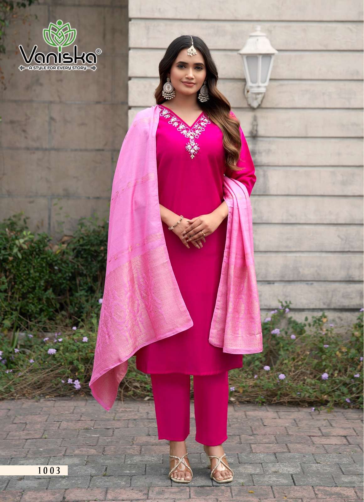 VANISKA FIORINA VOL 1 SILK FANCY WORKS LADIES KURTI BOTTOM AND DUPATTA SET 