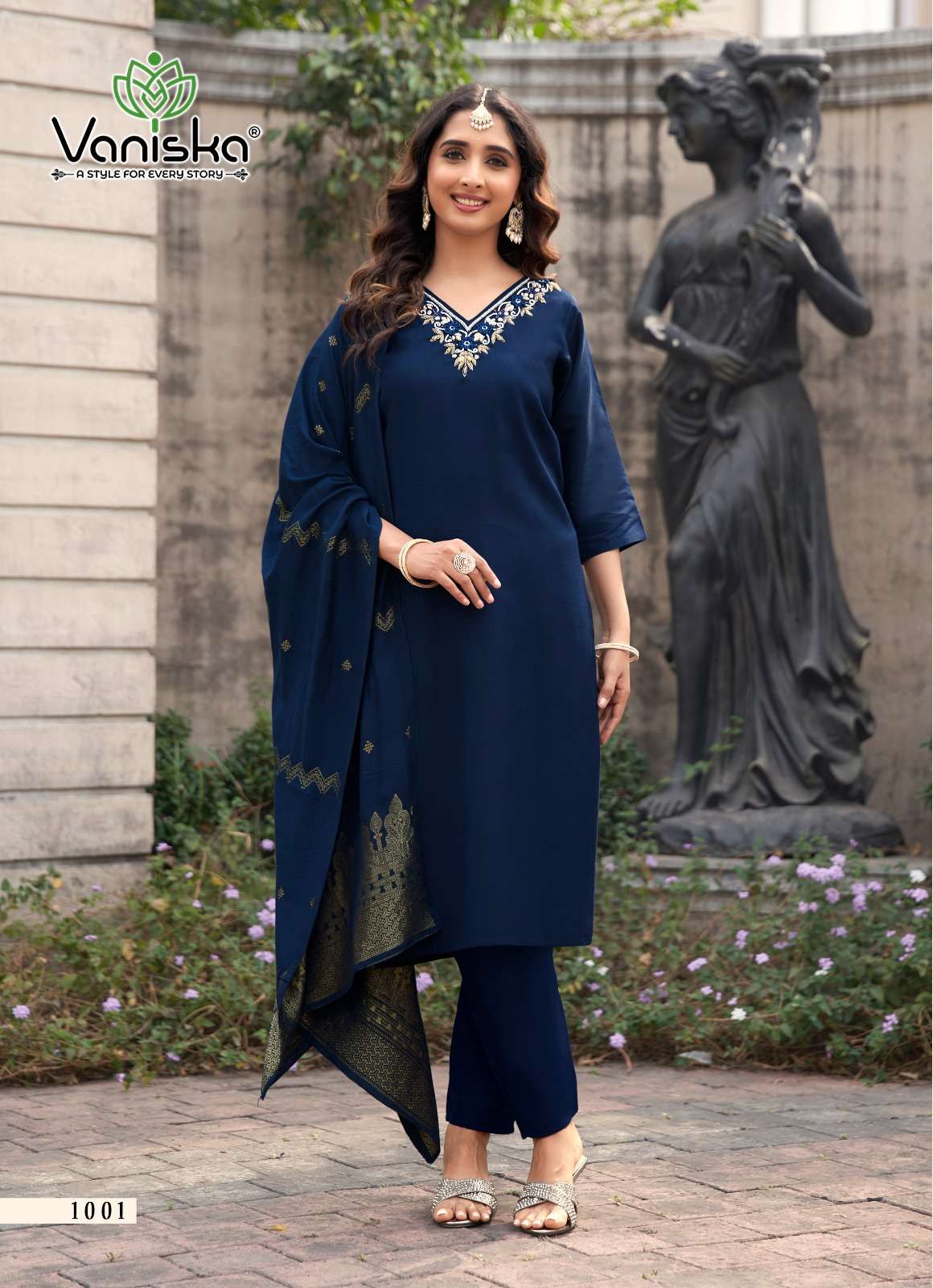 VANISKA FIORINA VOL 1 SILK FANCY WORKS LADIES KURTI BOTTOM AND DUPATTA SET 