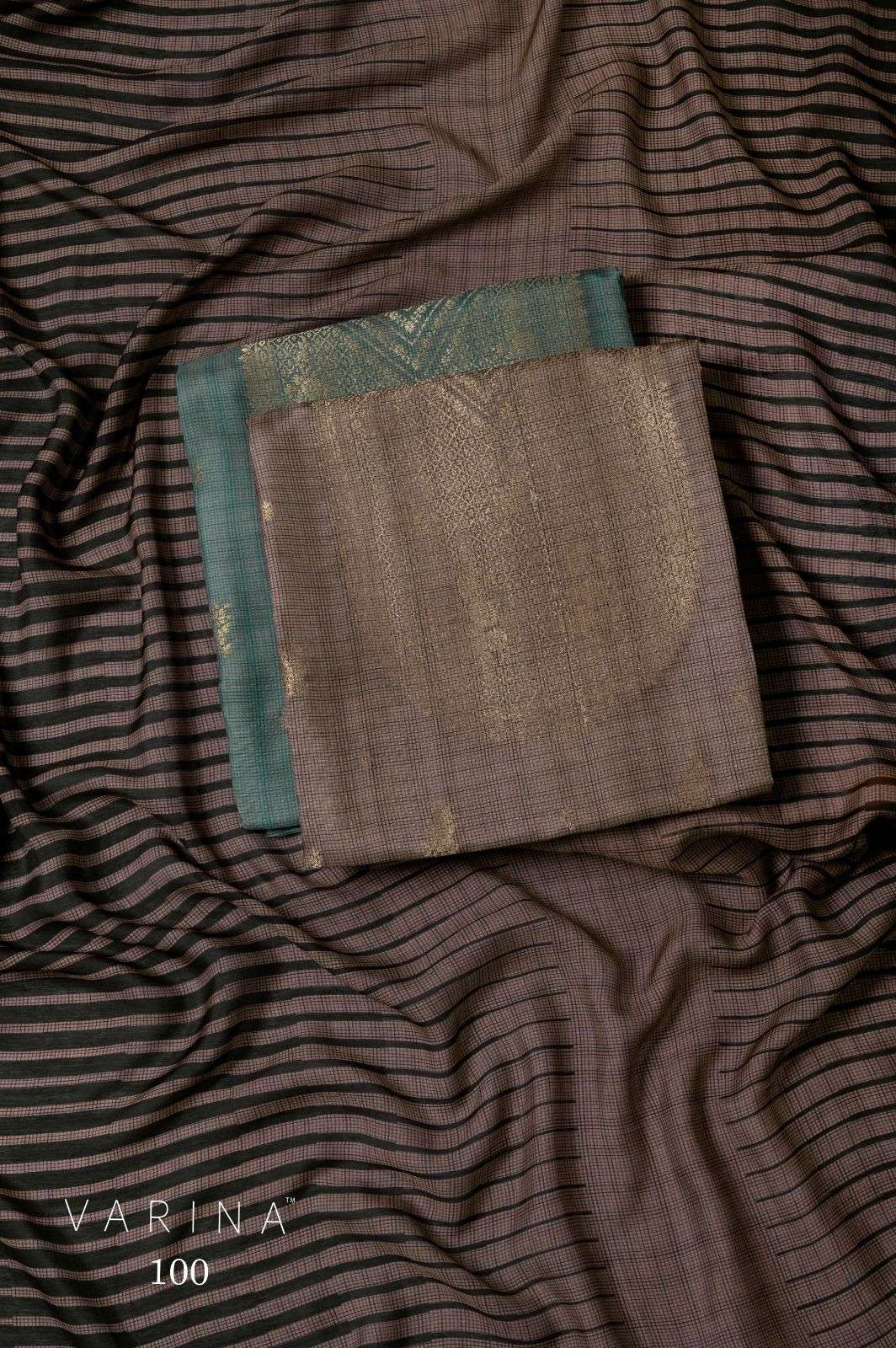 VARINA FAB D NO 100 SILK JACQUARD DESIGNER WORK LADIES SUIT