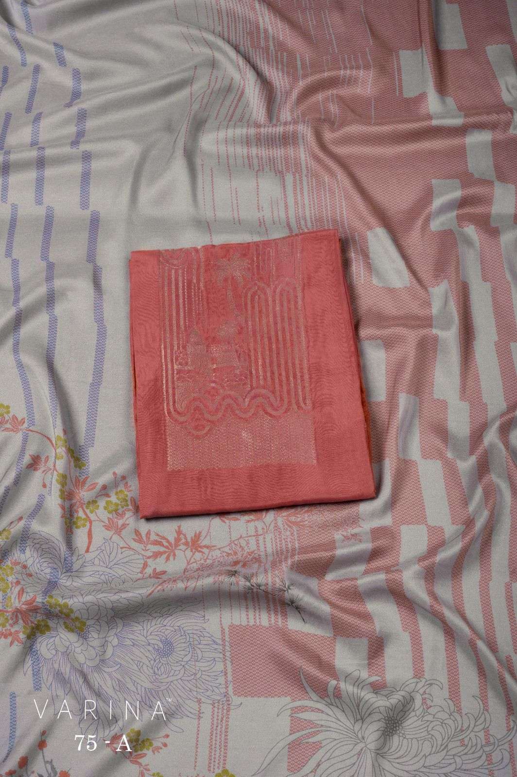 VARINA FAB D NO 30 MUSLIN JACQUARD DESIGNER WORK LADIES SUIT