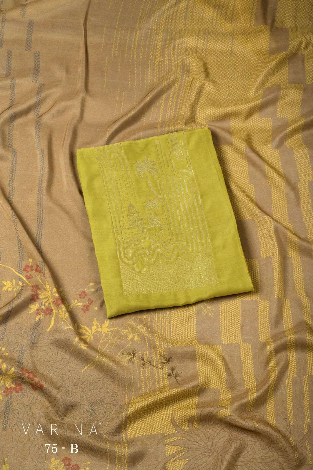 VARINA FAB D NO 30 MUSLIN JACQUARD DESIGNER WORK LADIES SUIT