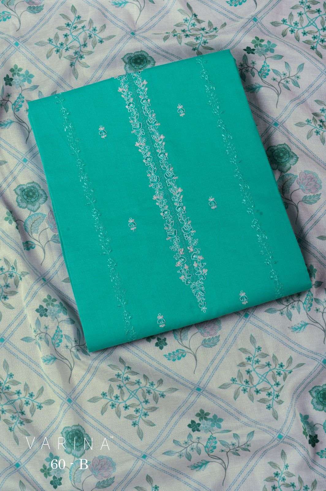 VARINA FAB D NO 60 LAWN COTTON HEAVY EMBROIDERY DESIGNER WORK SUIT