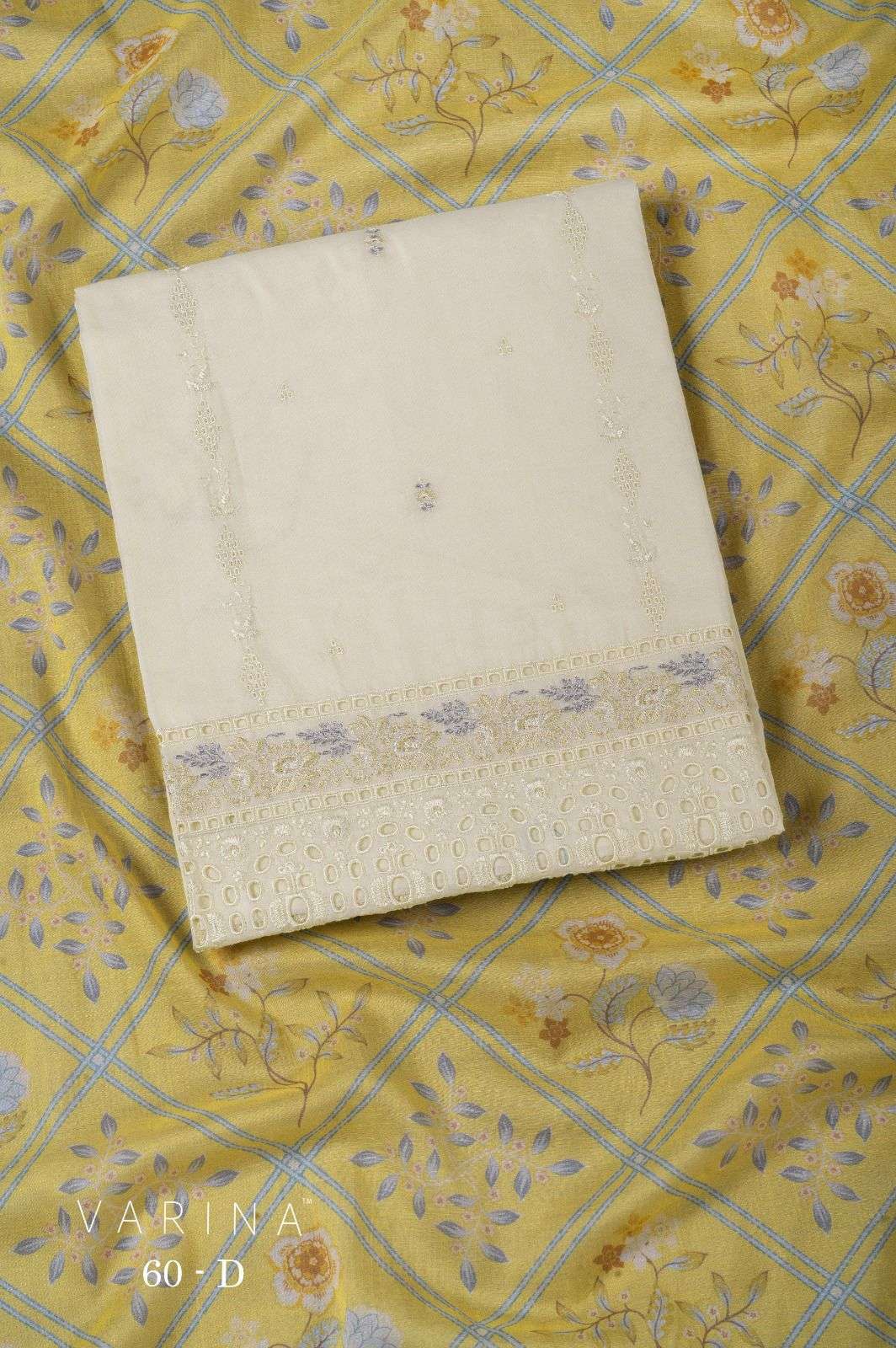 VARINA FAB D NO 60 LAWN COTTON HEAVY EMBROIDERY DESIGNER WORK SUIT