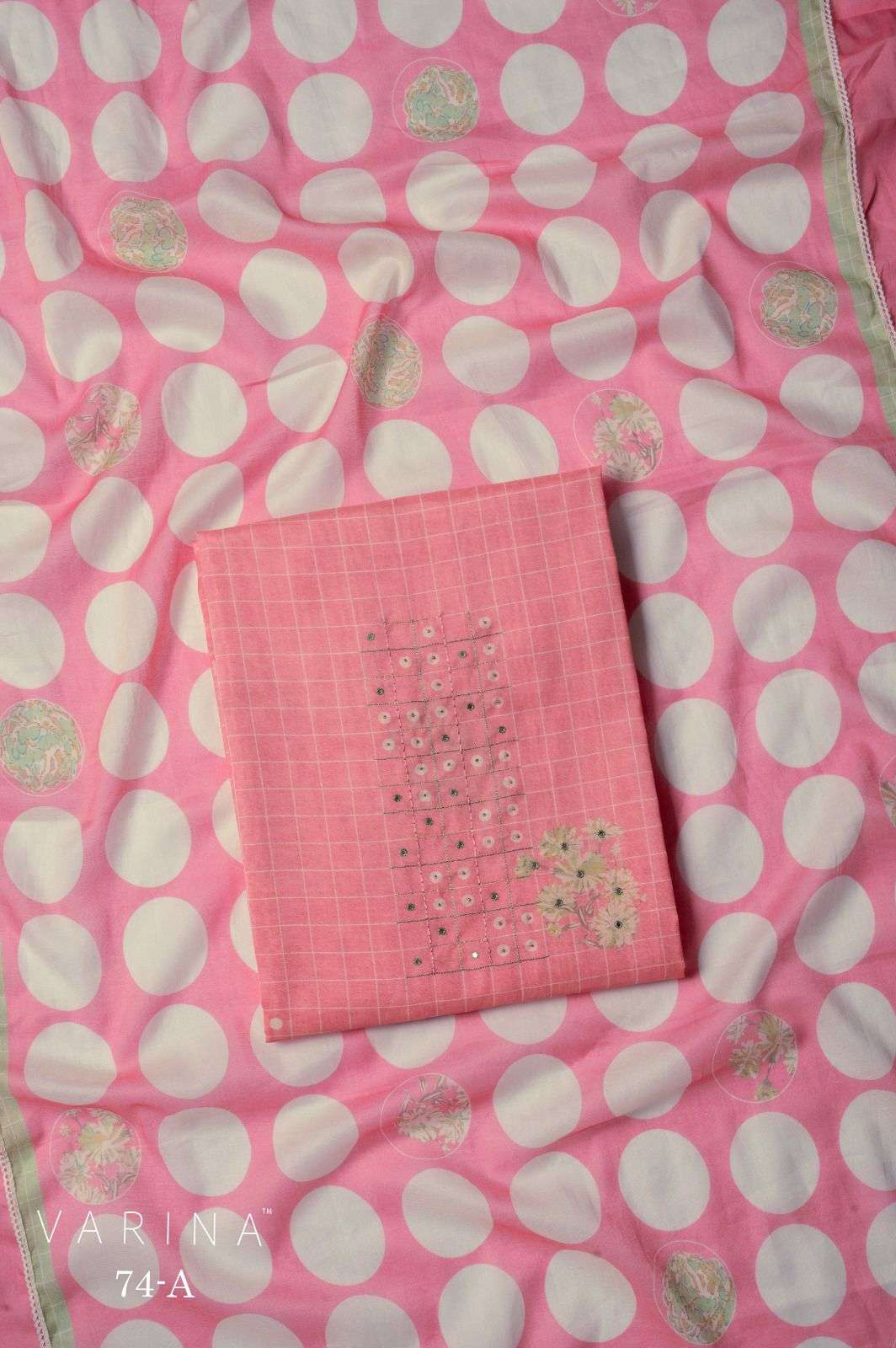 VARINA FAB D NO 74 CHANDERI SILK DIGITAL PRINT WITH HAND WORK SUIT