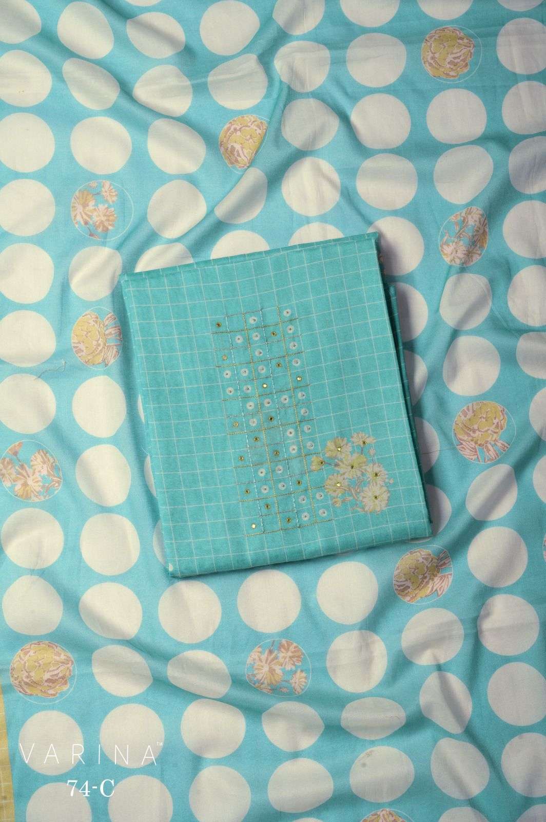 VARINA FAB D NO 74 CHANDERI SILK DIGITAL PRINT WITH HAND WORK SUIT