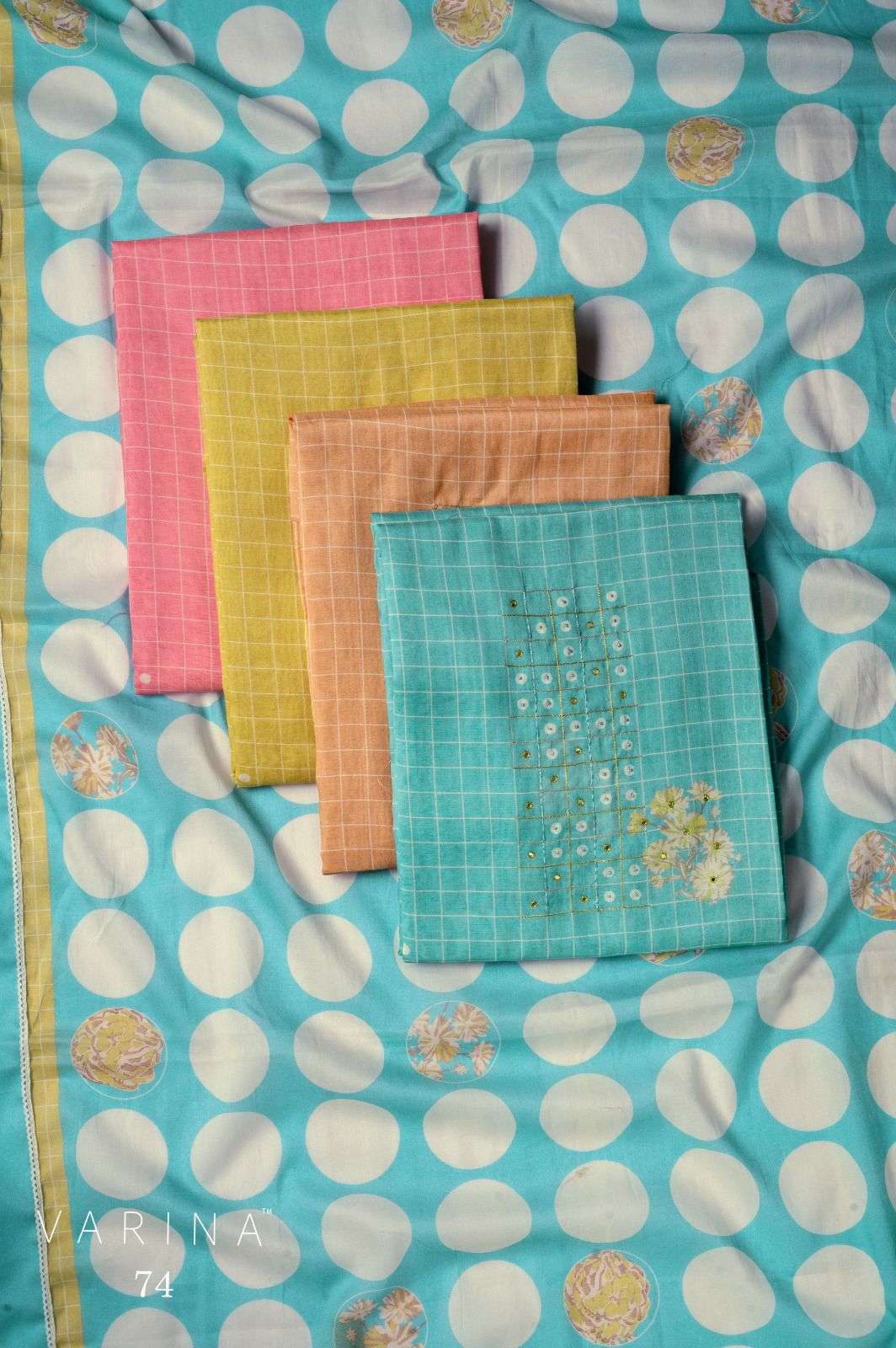 VARINA FAB D NO 74 CHANDERI SILK DIGITAL PRINT WITH HAND WORK SUIT