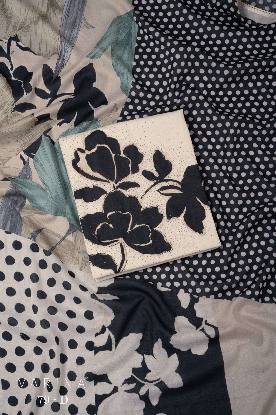 VARINA FAB D NO 79 LAWN COTTON DIGITAL PRINT WITH HAND WORK DESIGNER SUIT