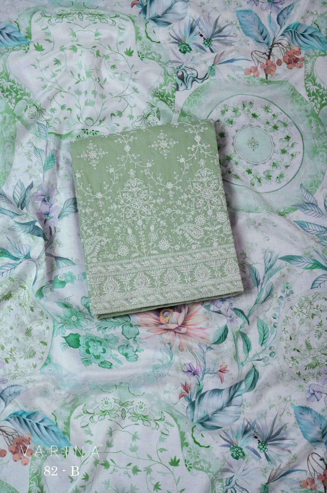 VARINA FAB D NO 82 LAWN COTTON EMBROIDERY DESIGNER WORK SUITS 