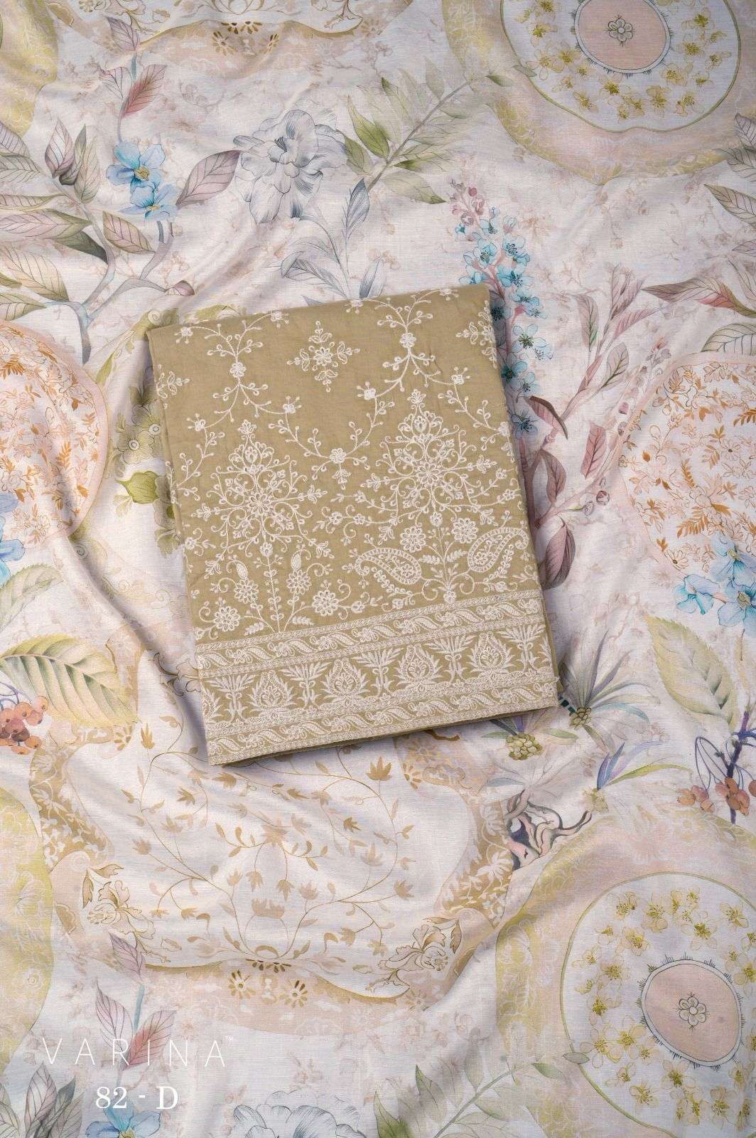 VARINA FAB D NO 82 LAWN COTTON EMBROIDERY DESIGNER WORK SUITS 