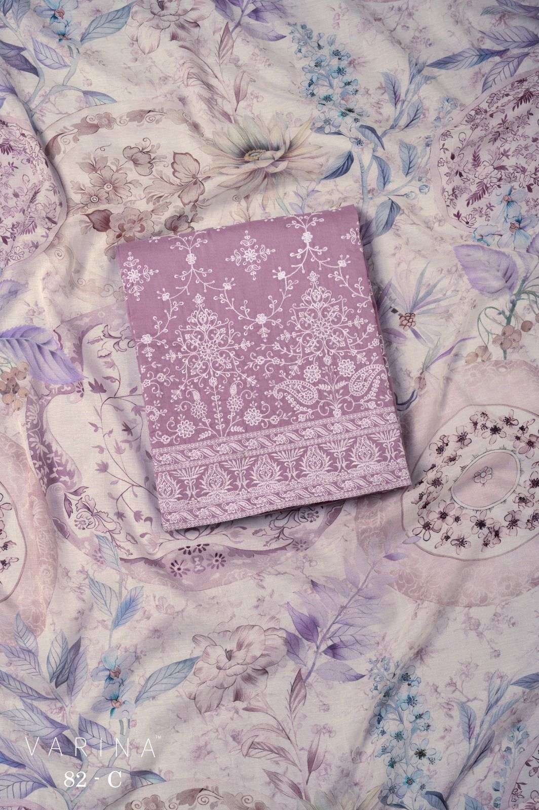 VARINA FAB D NO 82 LAWN COTTON EMBROIDERY DESIGNER WORK SUITS 